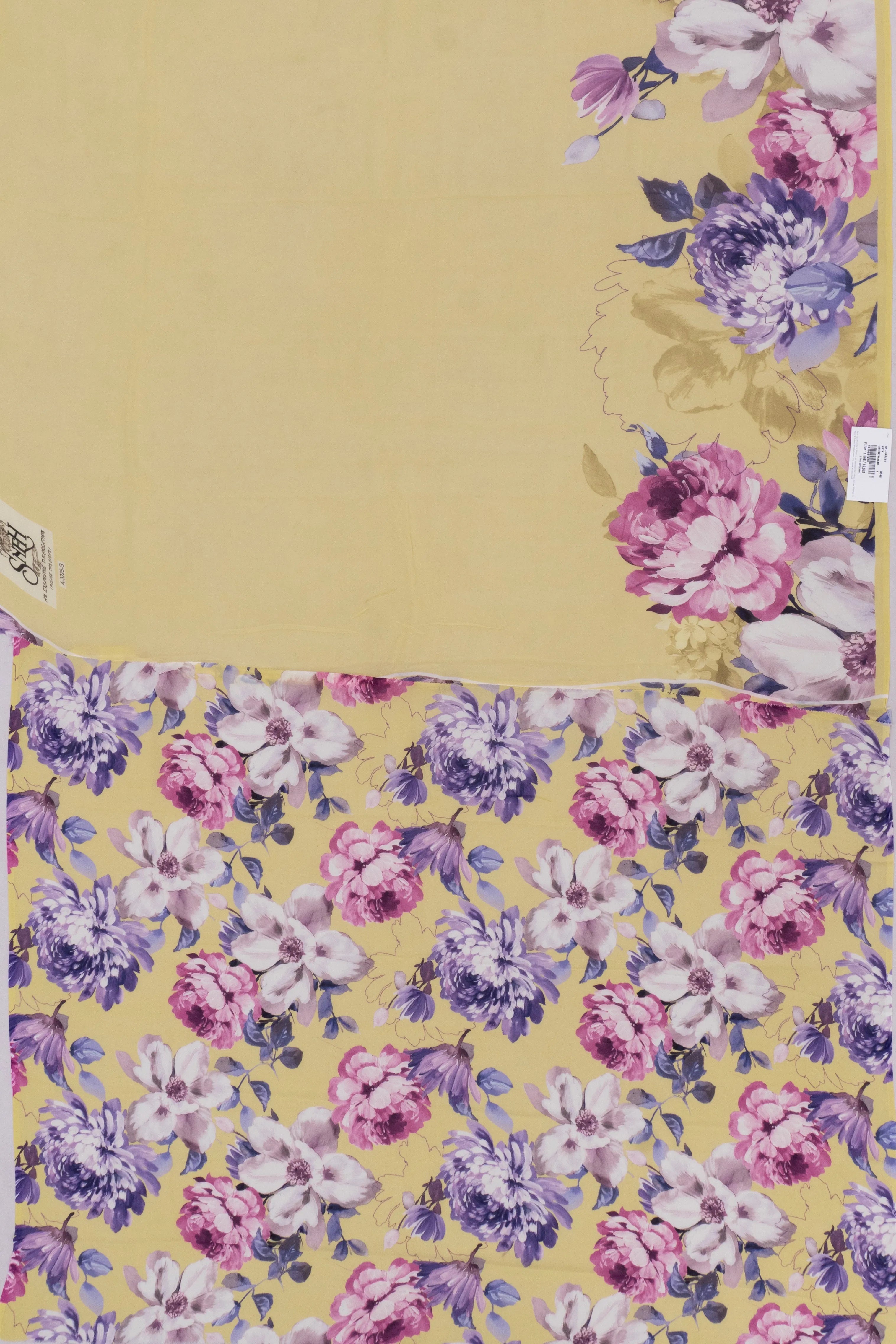 Crepe Floral Printed Yellow Saree