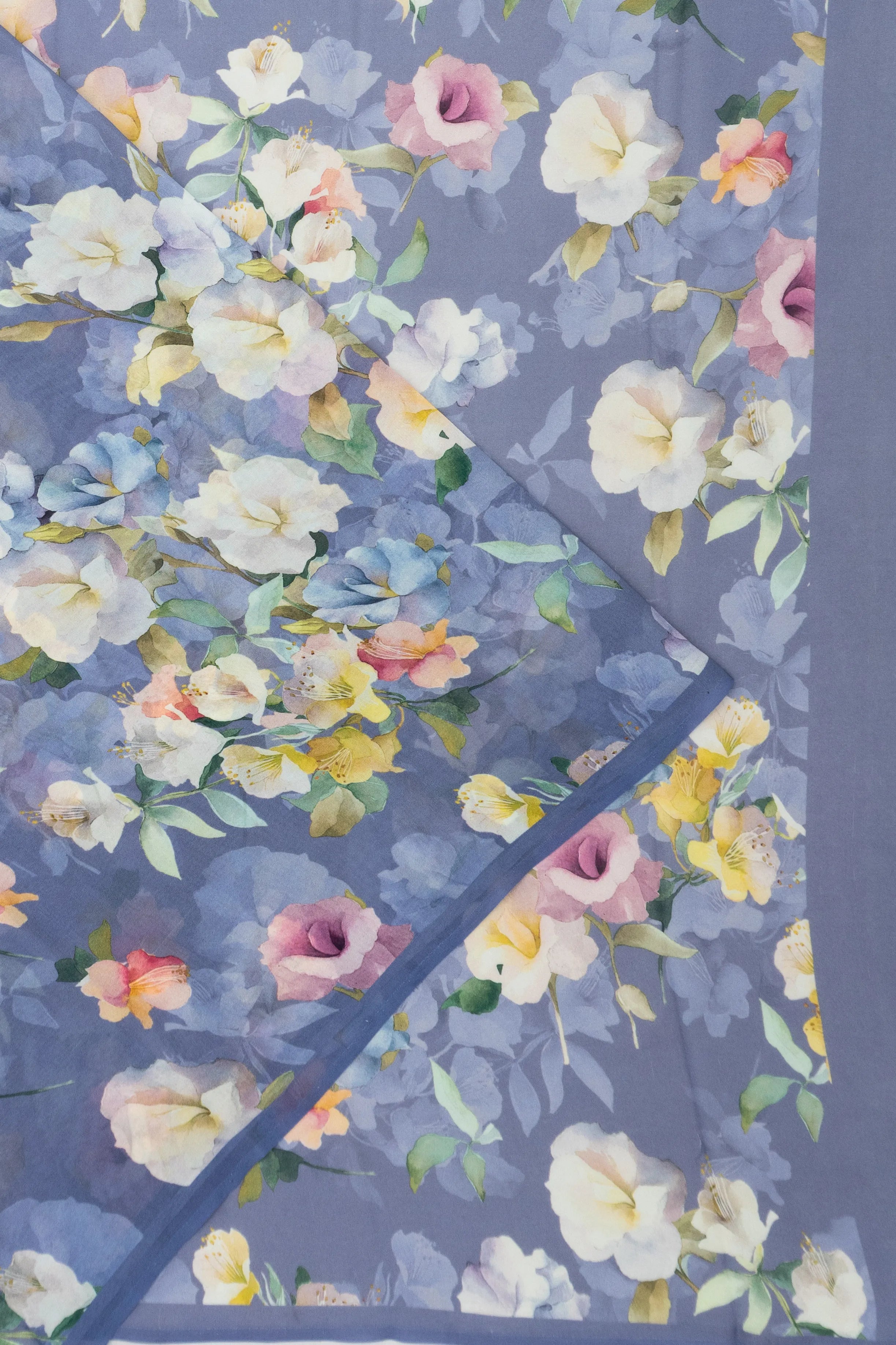 Crepe Floral Printed Pastel Blue Saree