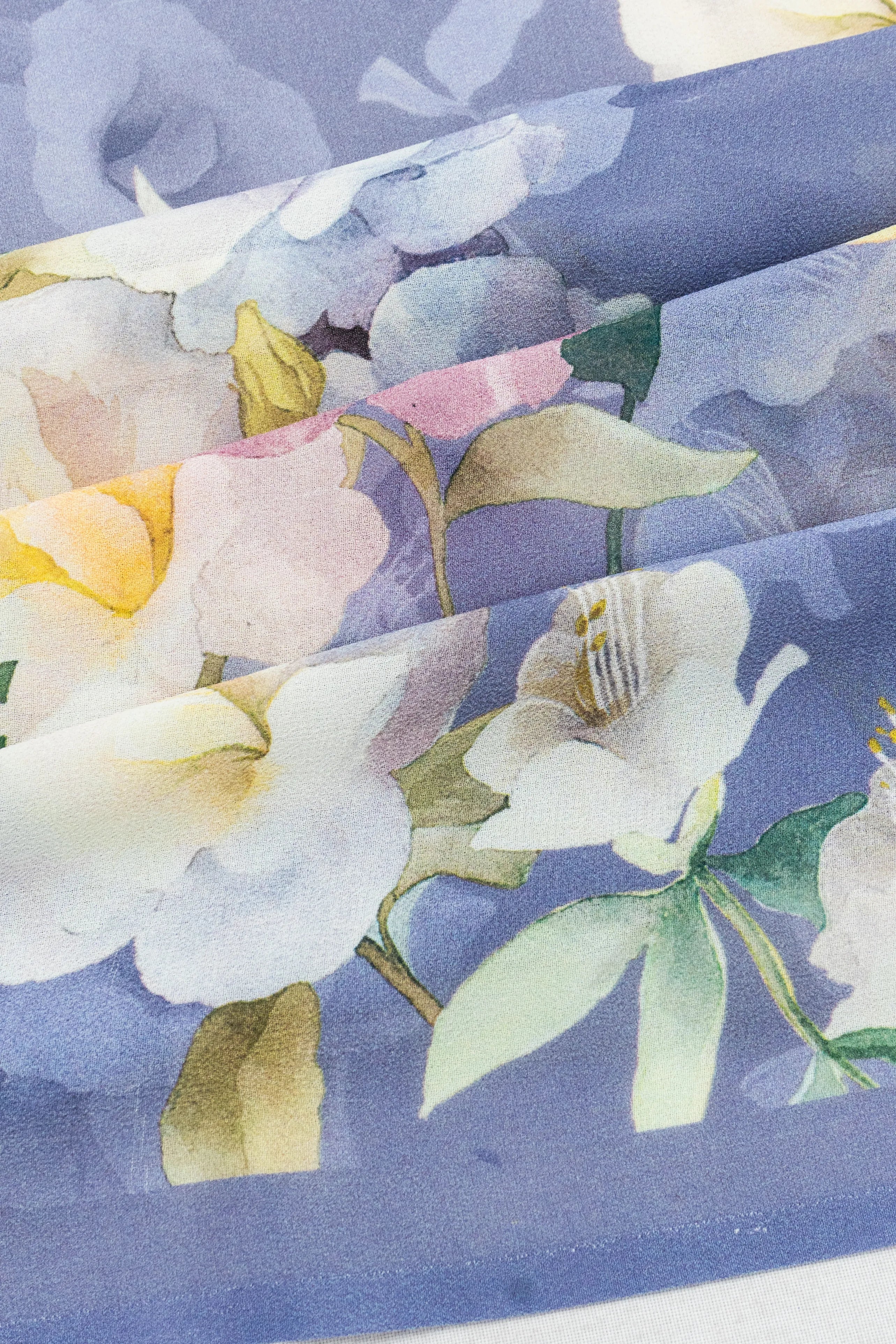 Crepe Floral Printed Pastel Blue Saree