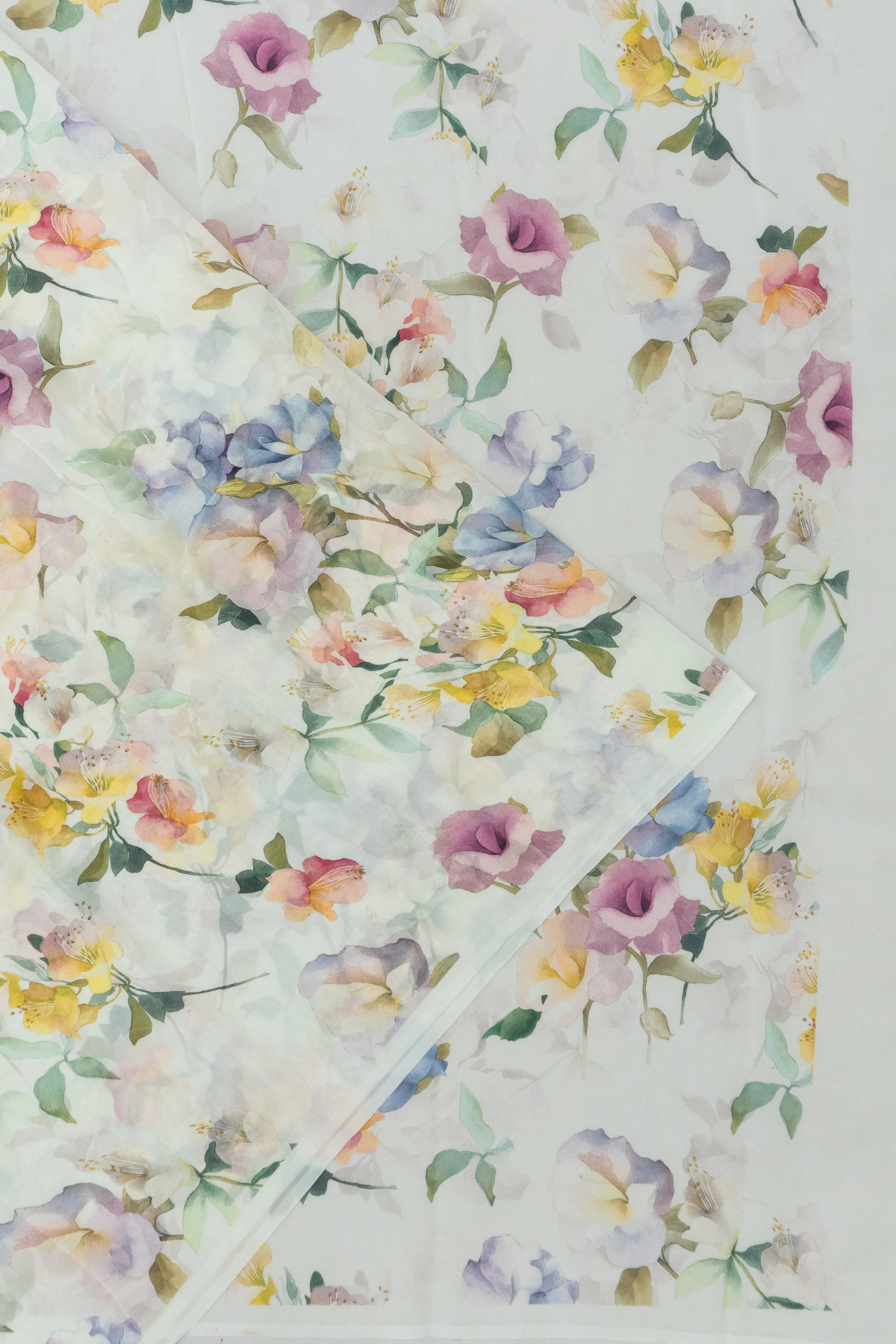 Crepe Floral Printed Off White Saree