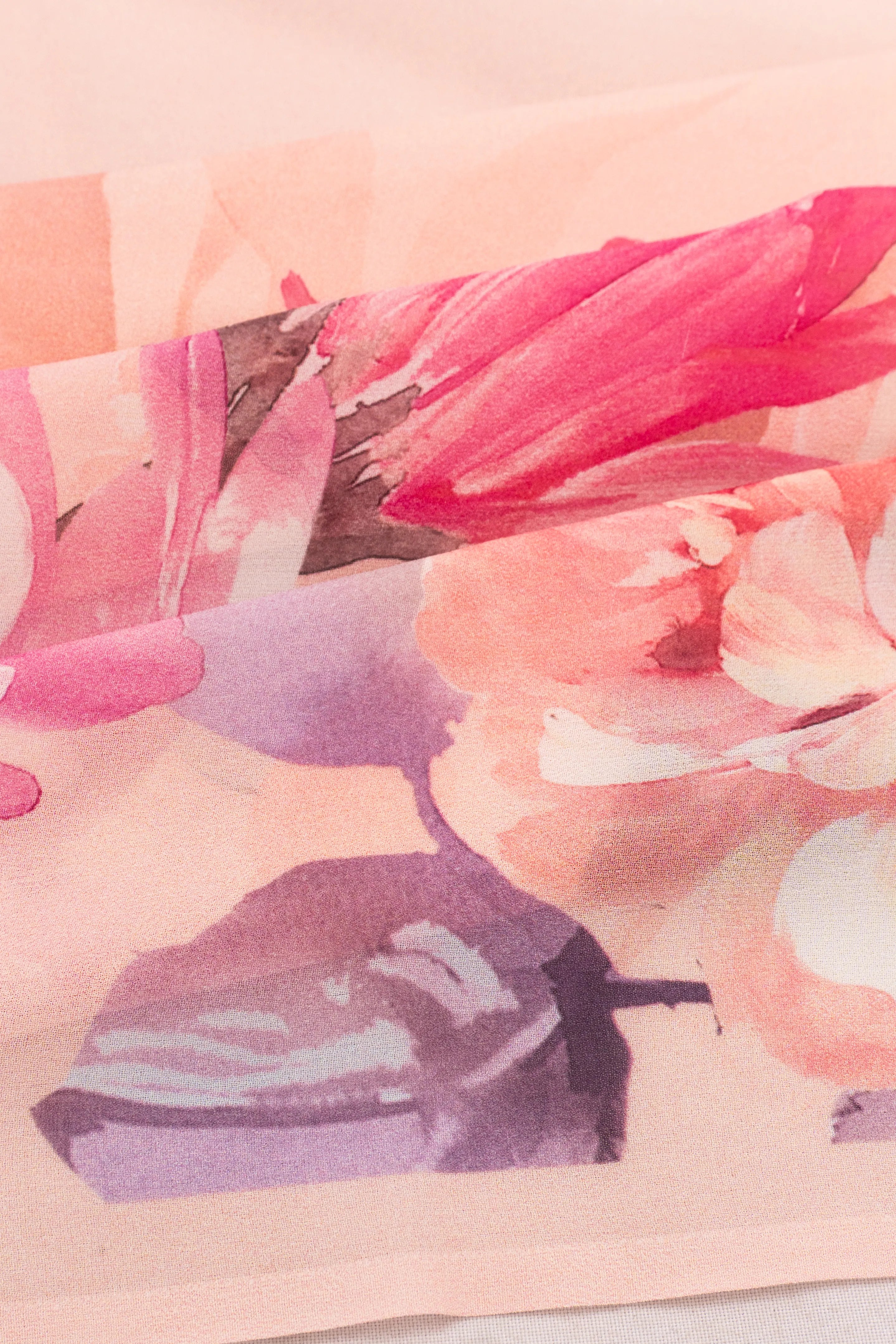 Crepe Floral Printed Peach Saree