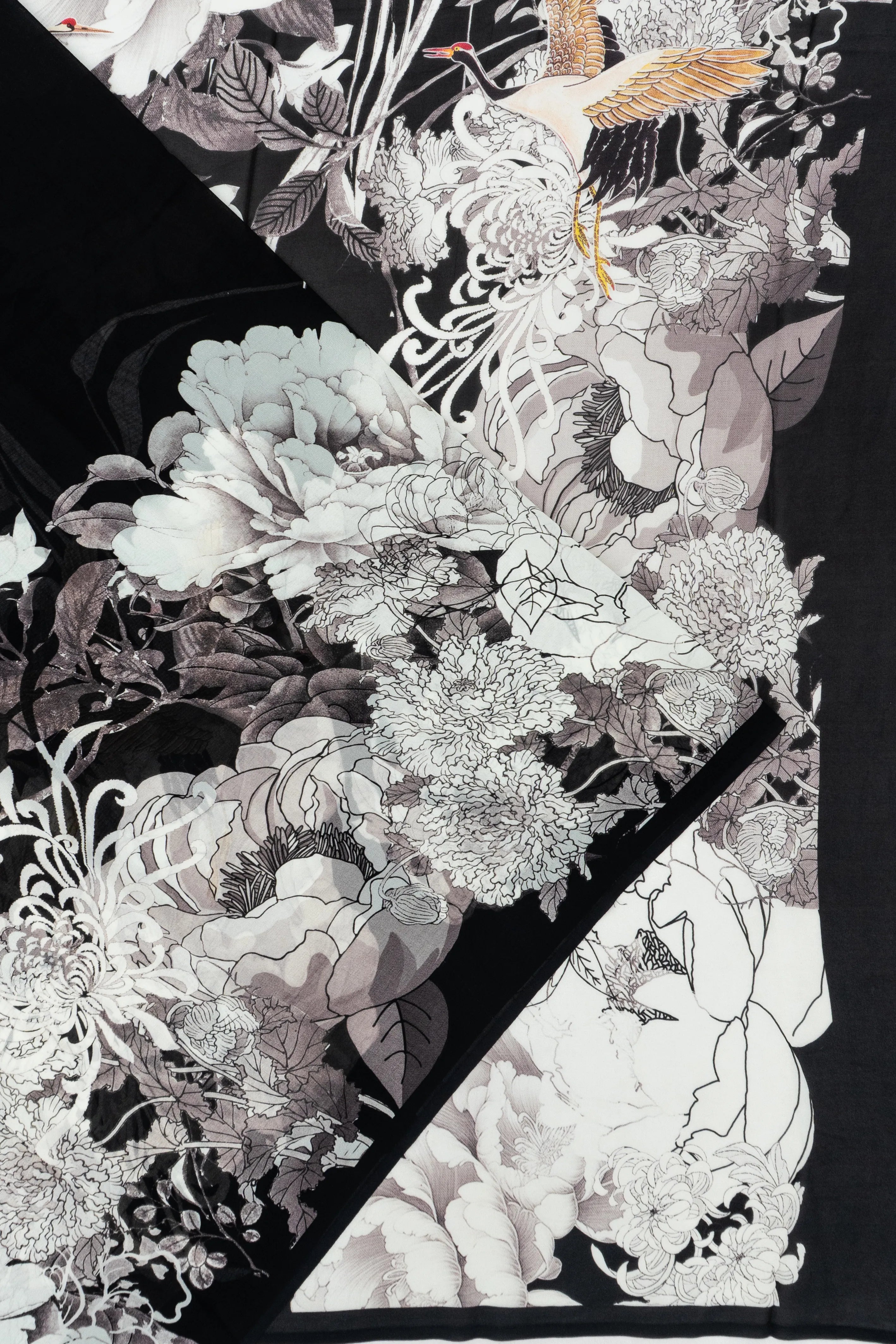 Crepe Floral Printed Black Saree