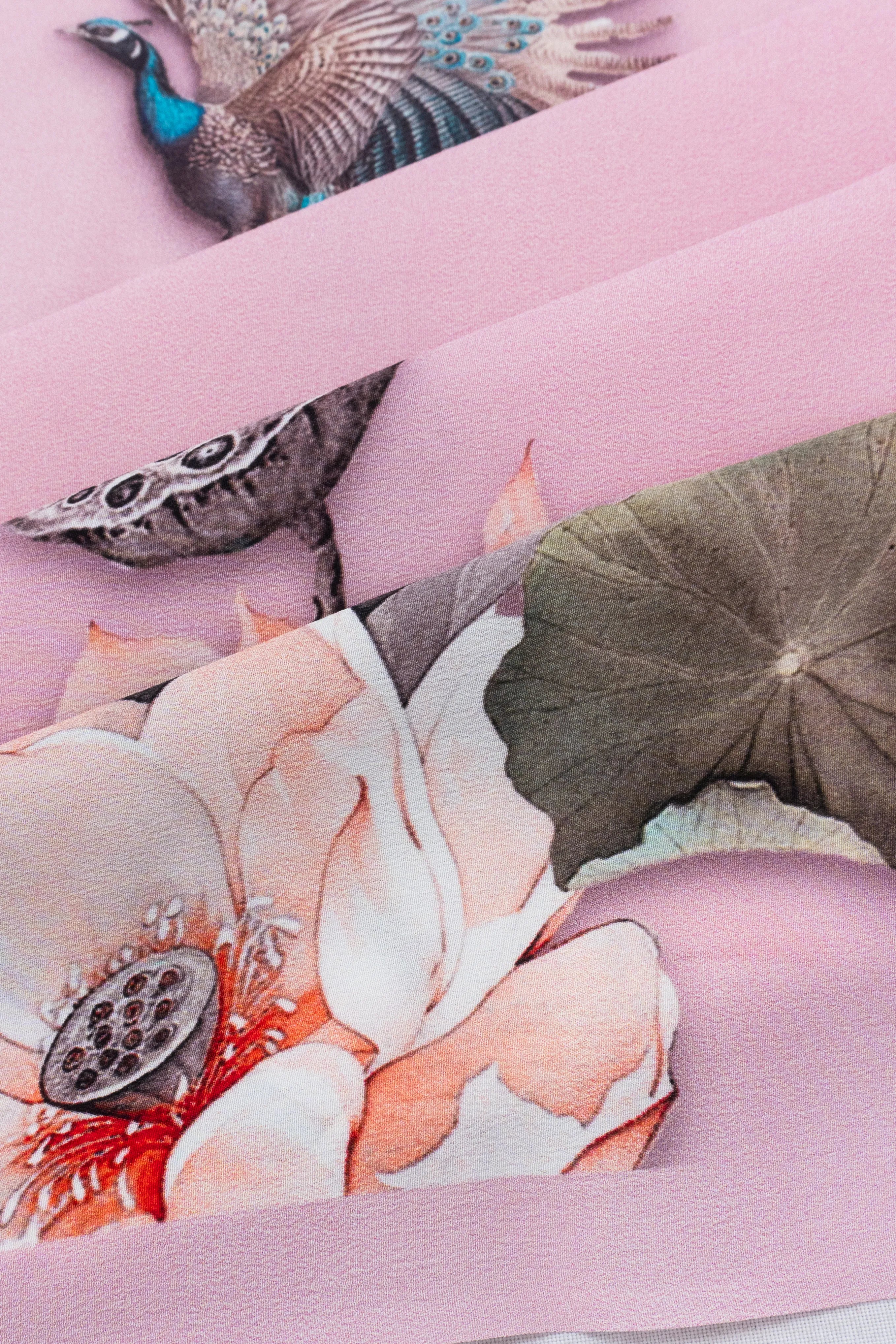 Georgette Floral Printed Baby Pink Saree