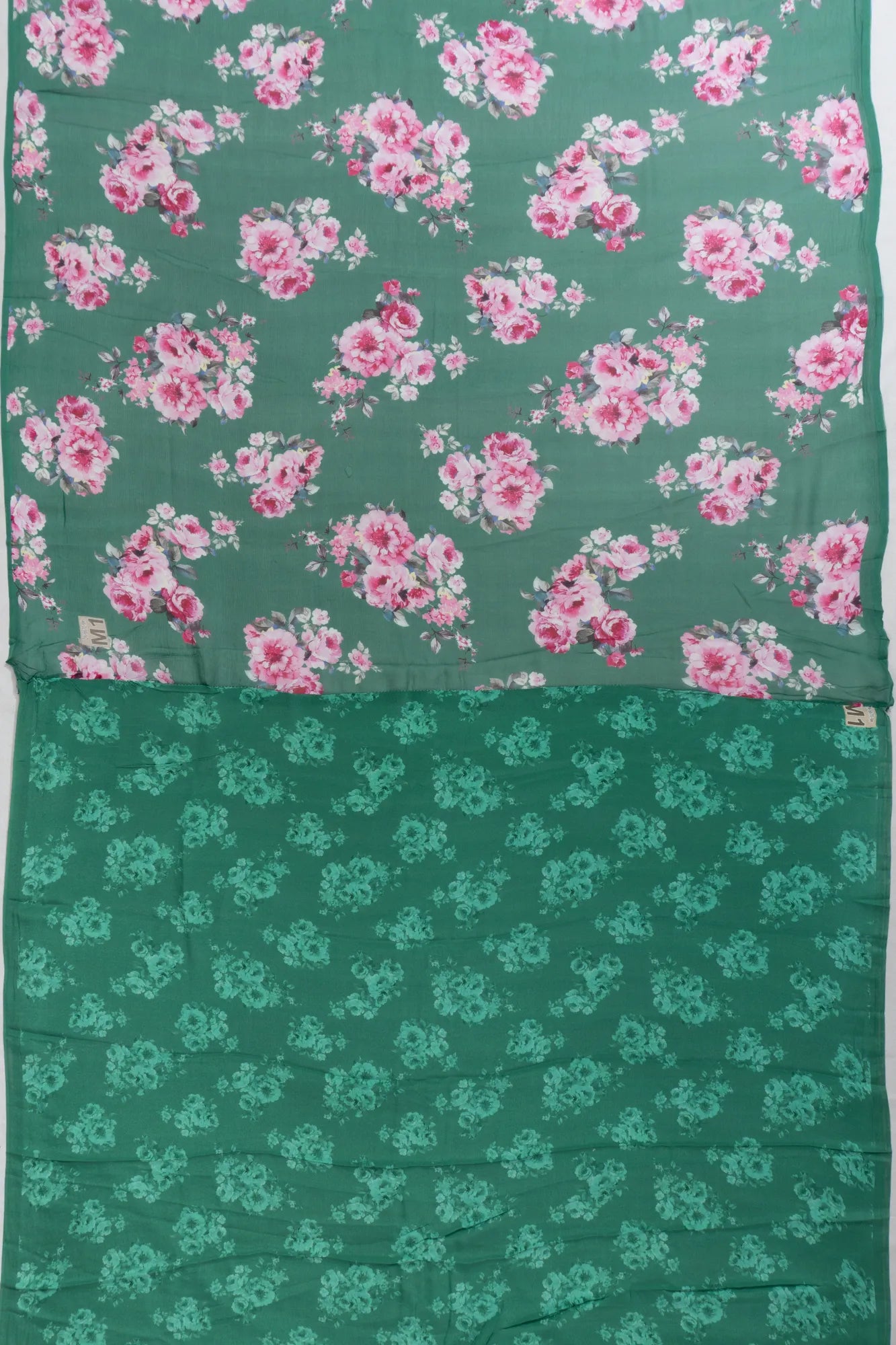Chiffon Georgette Floral Printed Green Saree