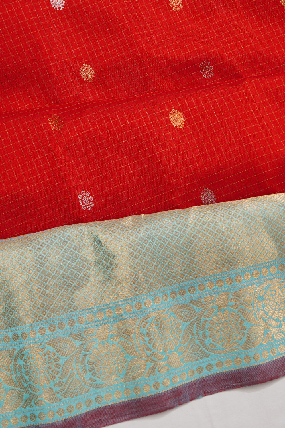 Gadwal Silk Butta Red Saree