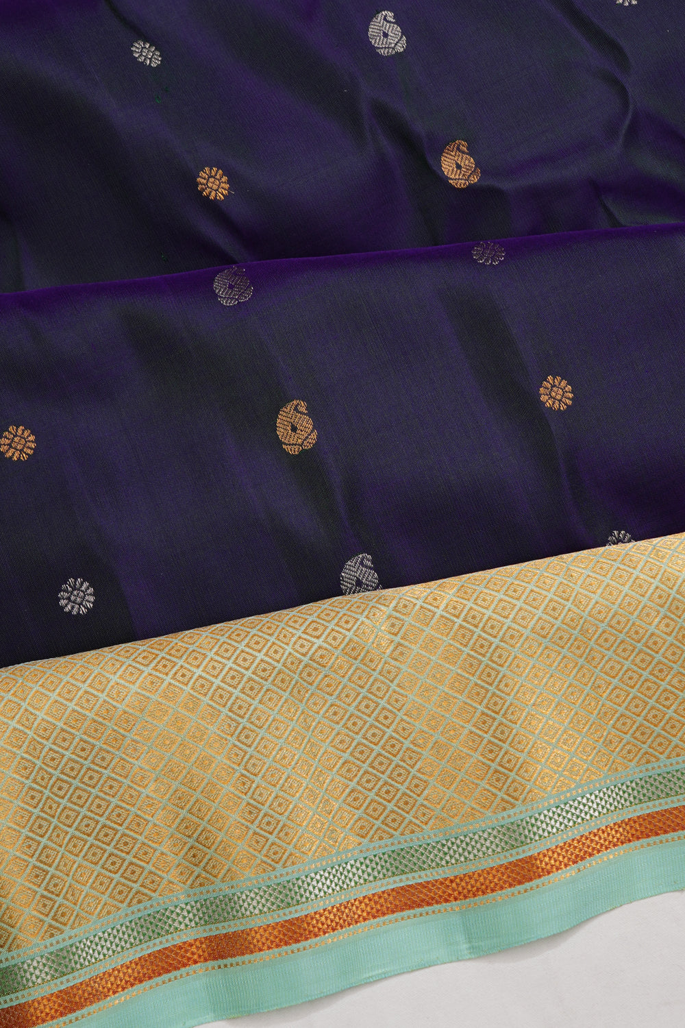 Gadwal Silk Butta Dark Blue Saree