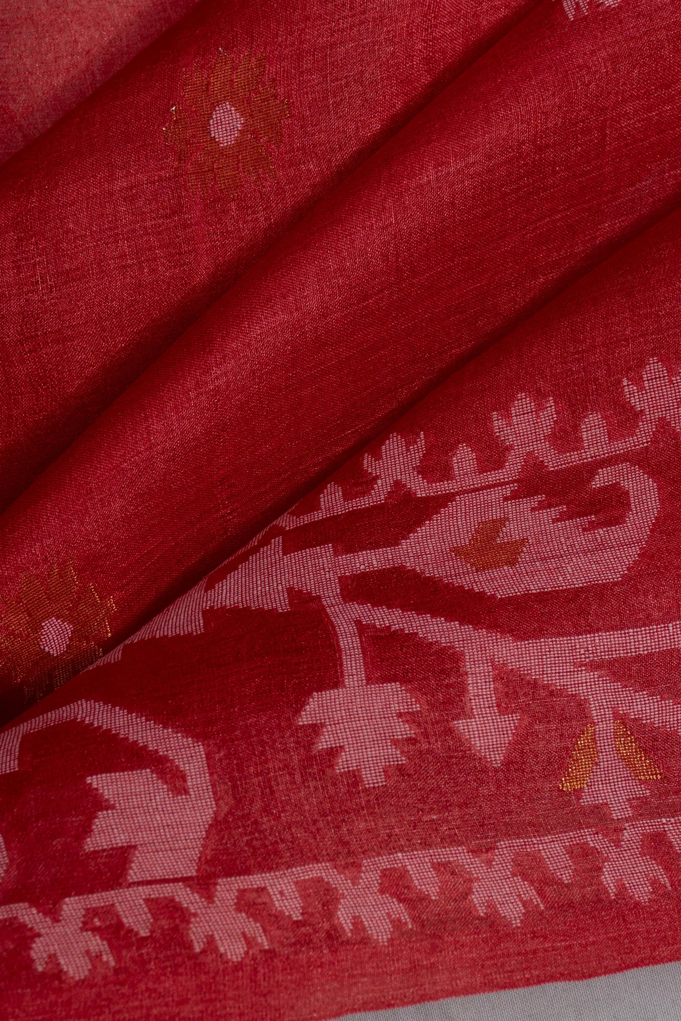 Tussar Butta Red Saree