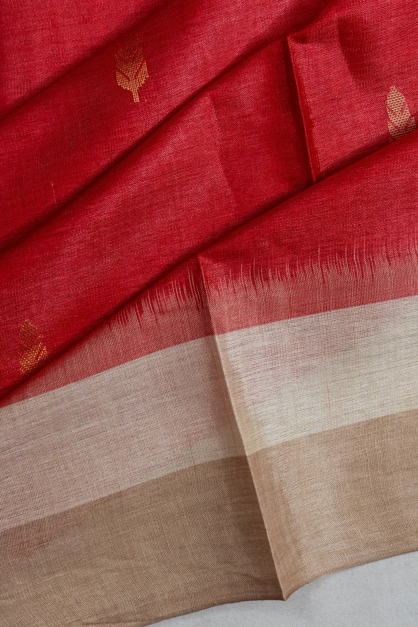 Tussar Butta Red Saree