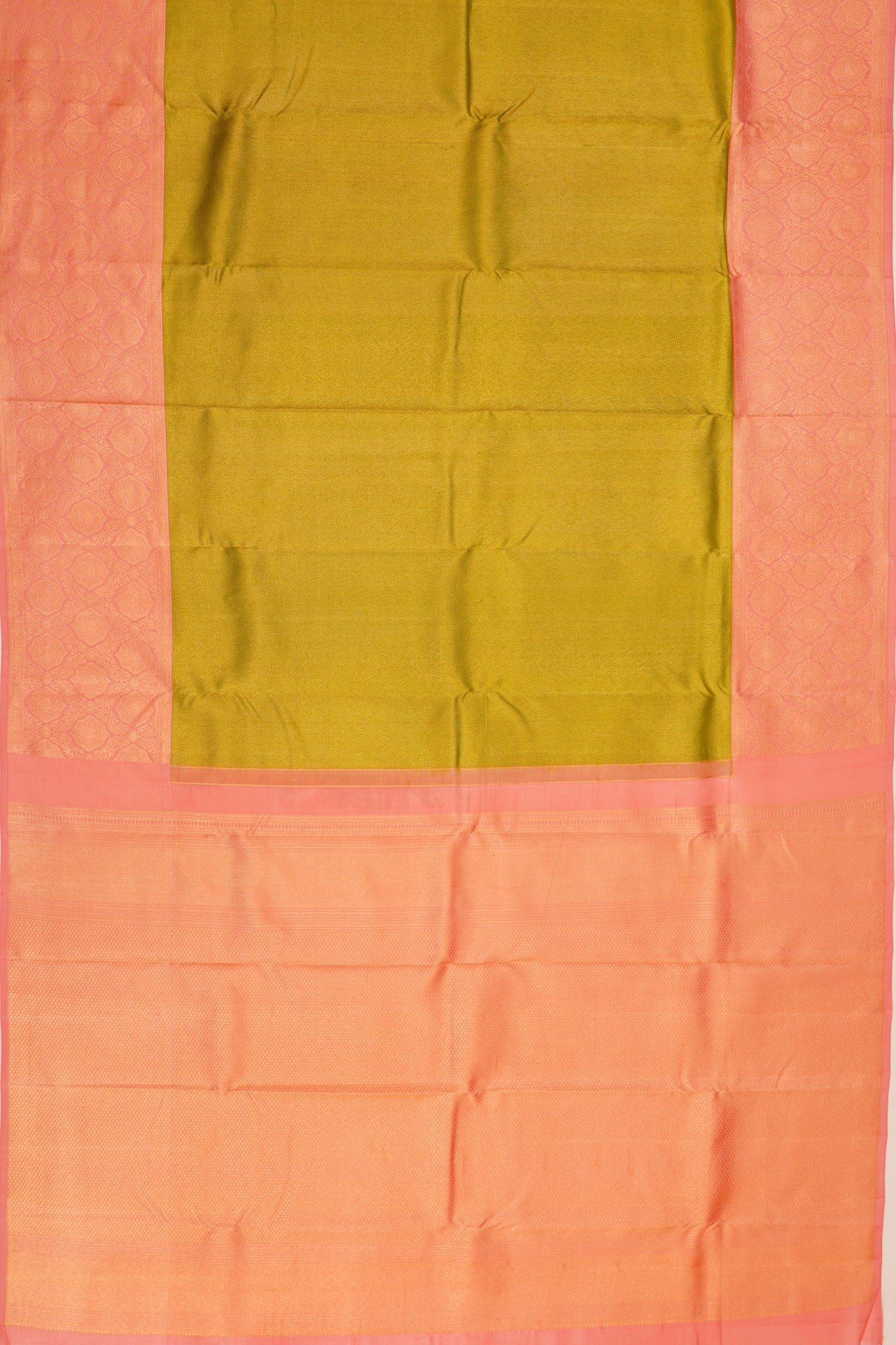 Taranga Kanchi Silk Tissue Lines Parrot Green Saree