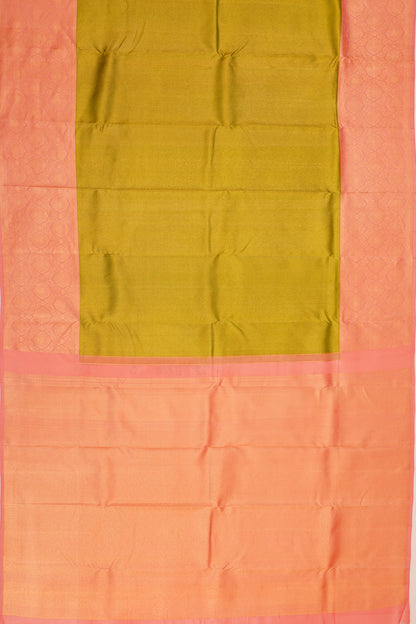 Taranga Kanchi Silk Tissue Lines Parrot Green Saree