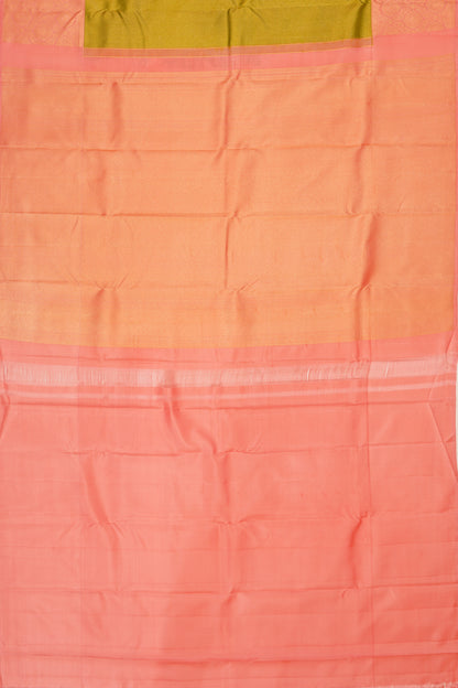 Taranga Kanchi Silk Tissue Lines Parrot Green Saree