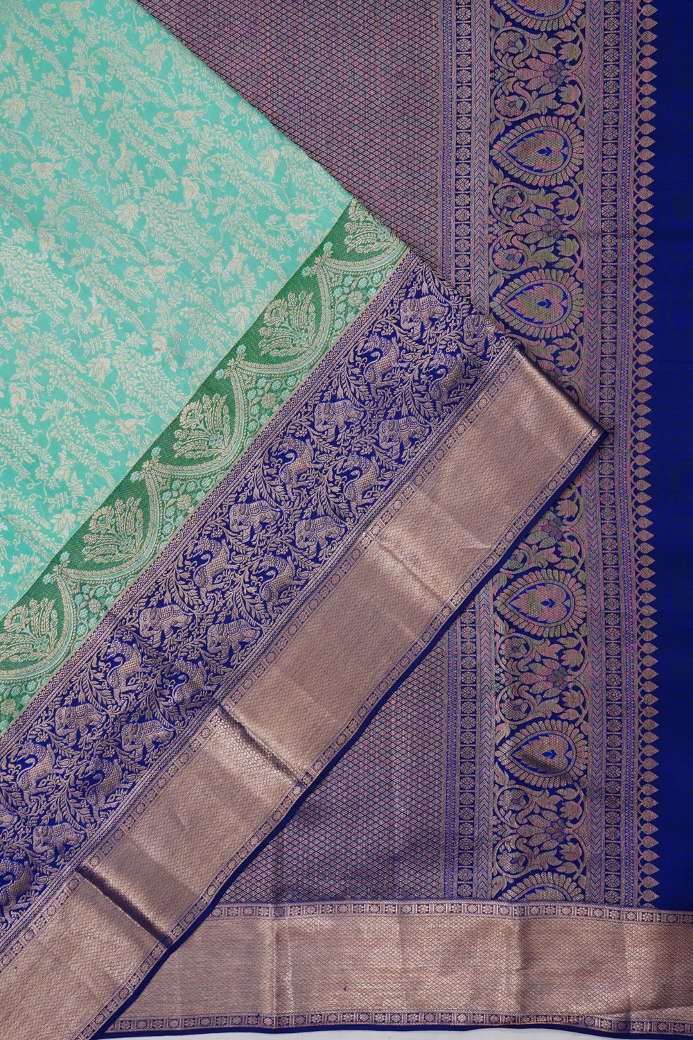 Taranga Kanchi Silk Brocade Sea Green Saree