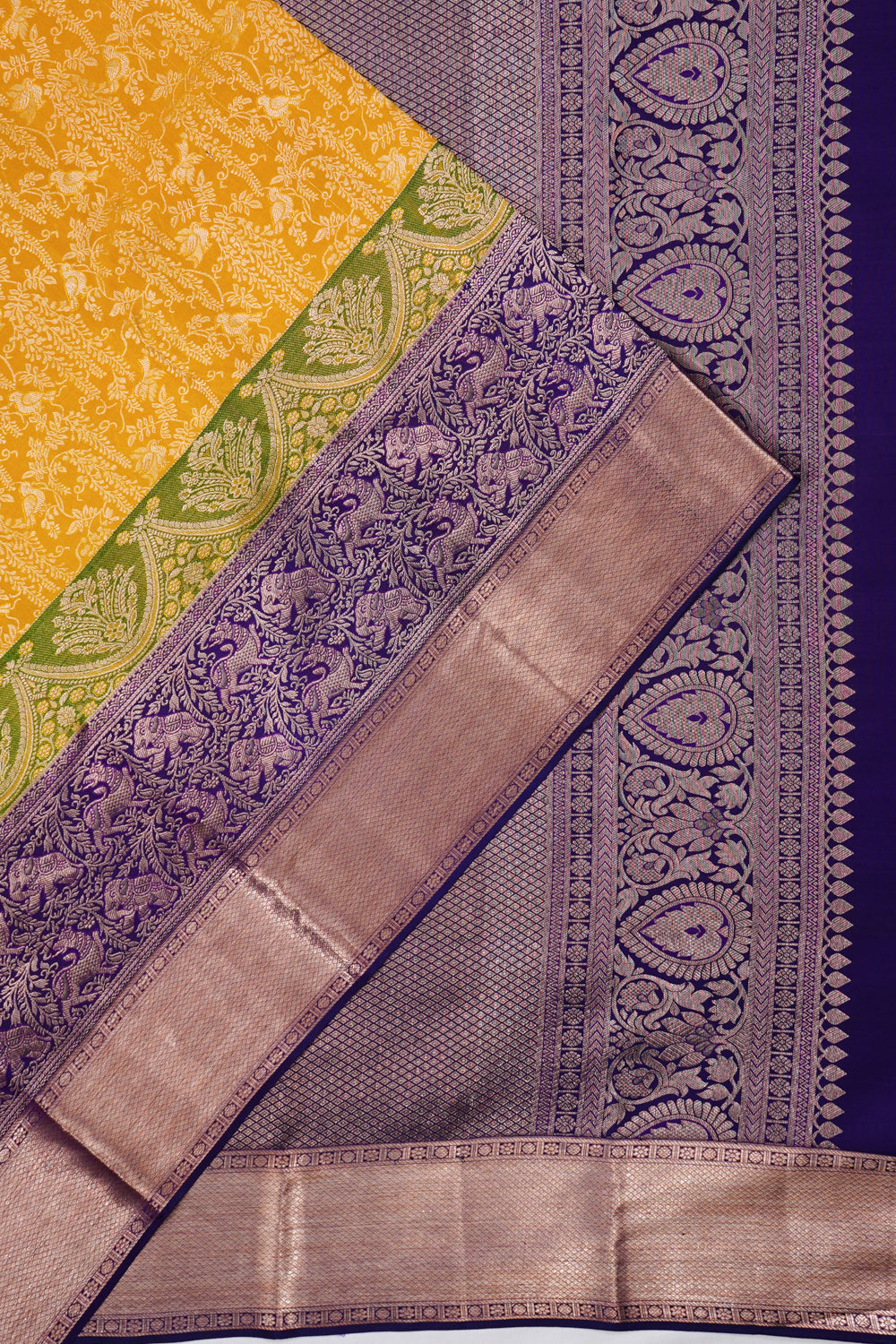 Taranga Kanchi Silk Brocade Yellow Saree
