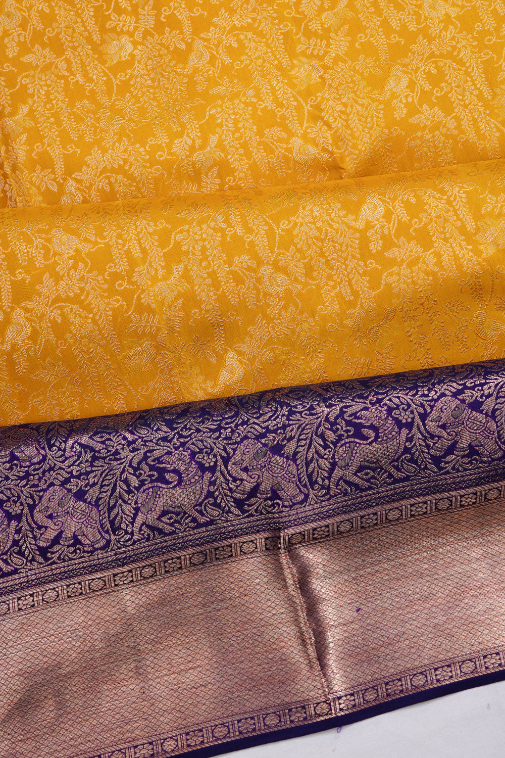 Taranga Kanchi Silk Brocade Yellow Saree