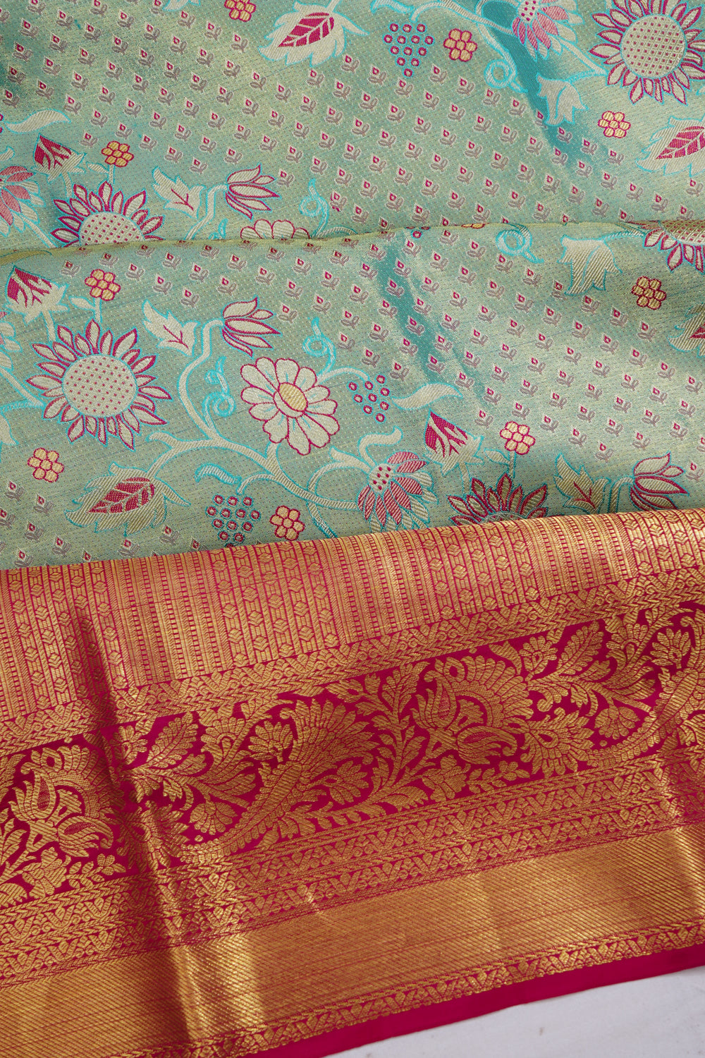 Taranga Kanchi Silk Tissue Brocade Sky Blue Saree