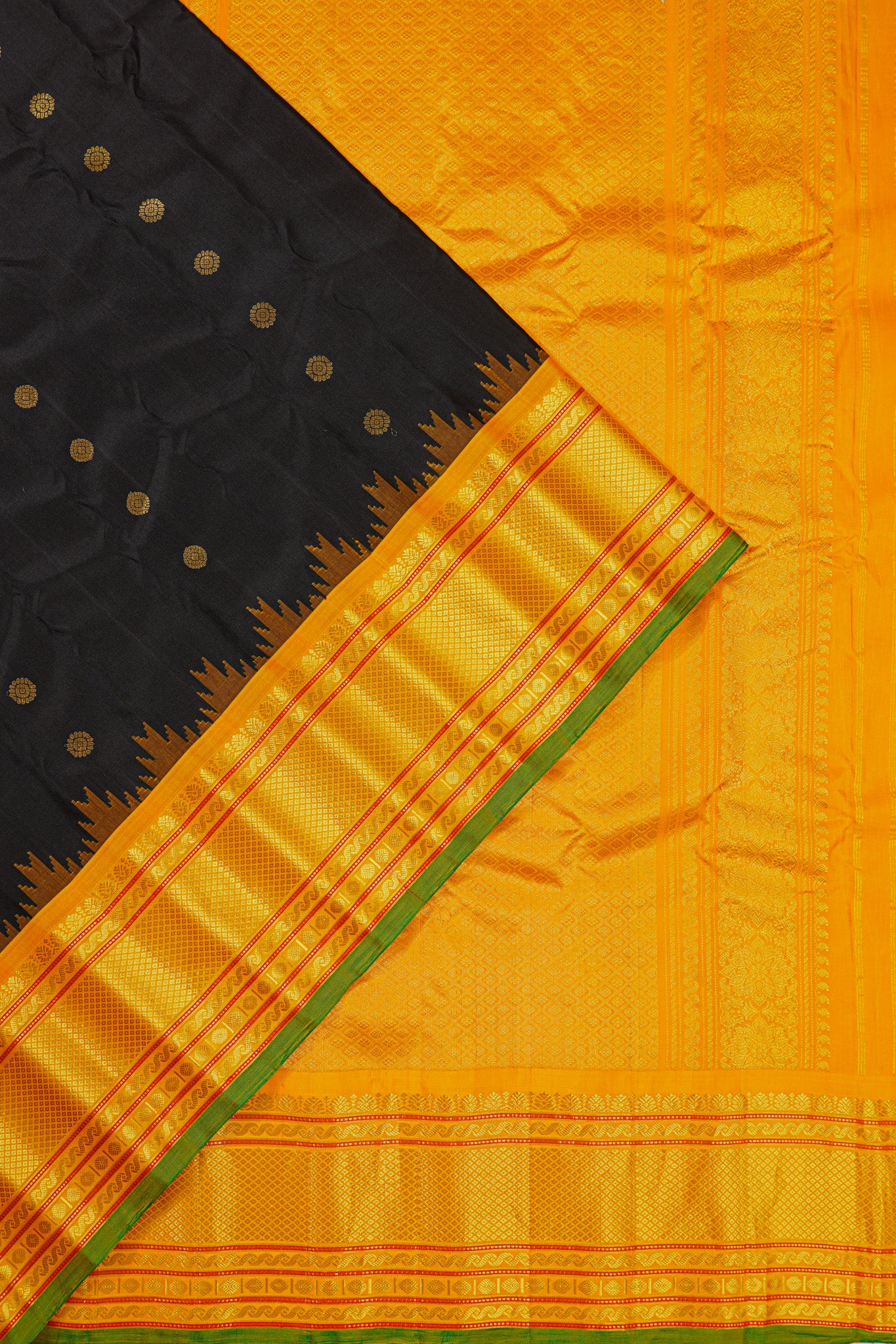 Gadwal Silk Butta Black Saree