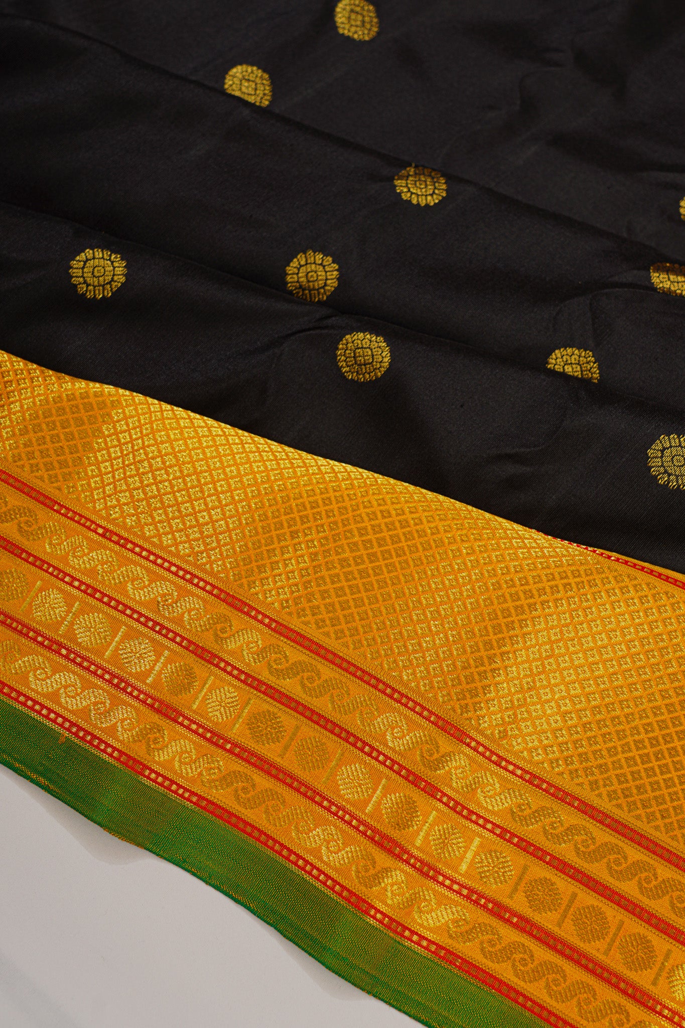 Gadwal Silk Butta Black Saree