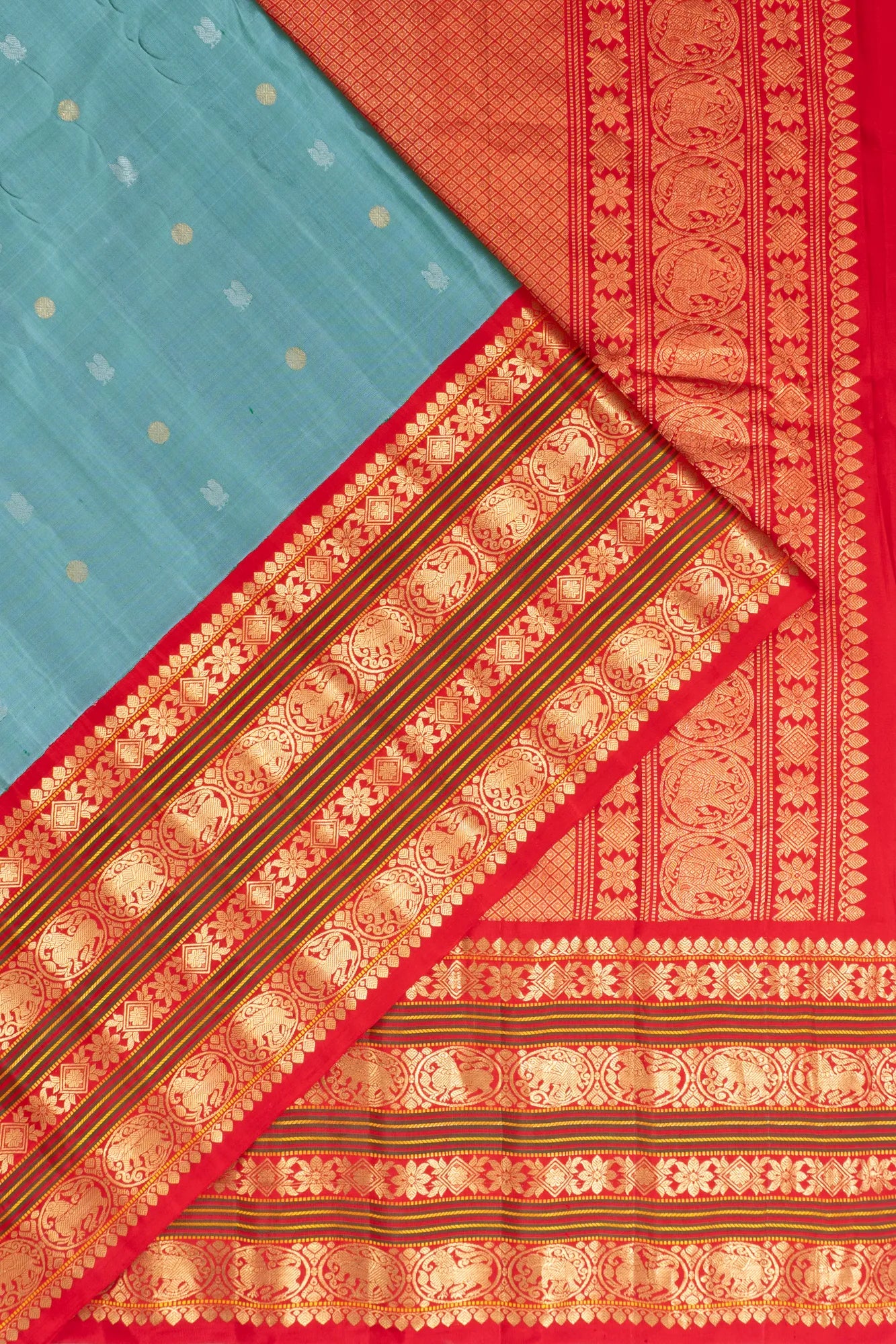 Gadwal Silk Butta Pastel Blue Saree