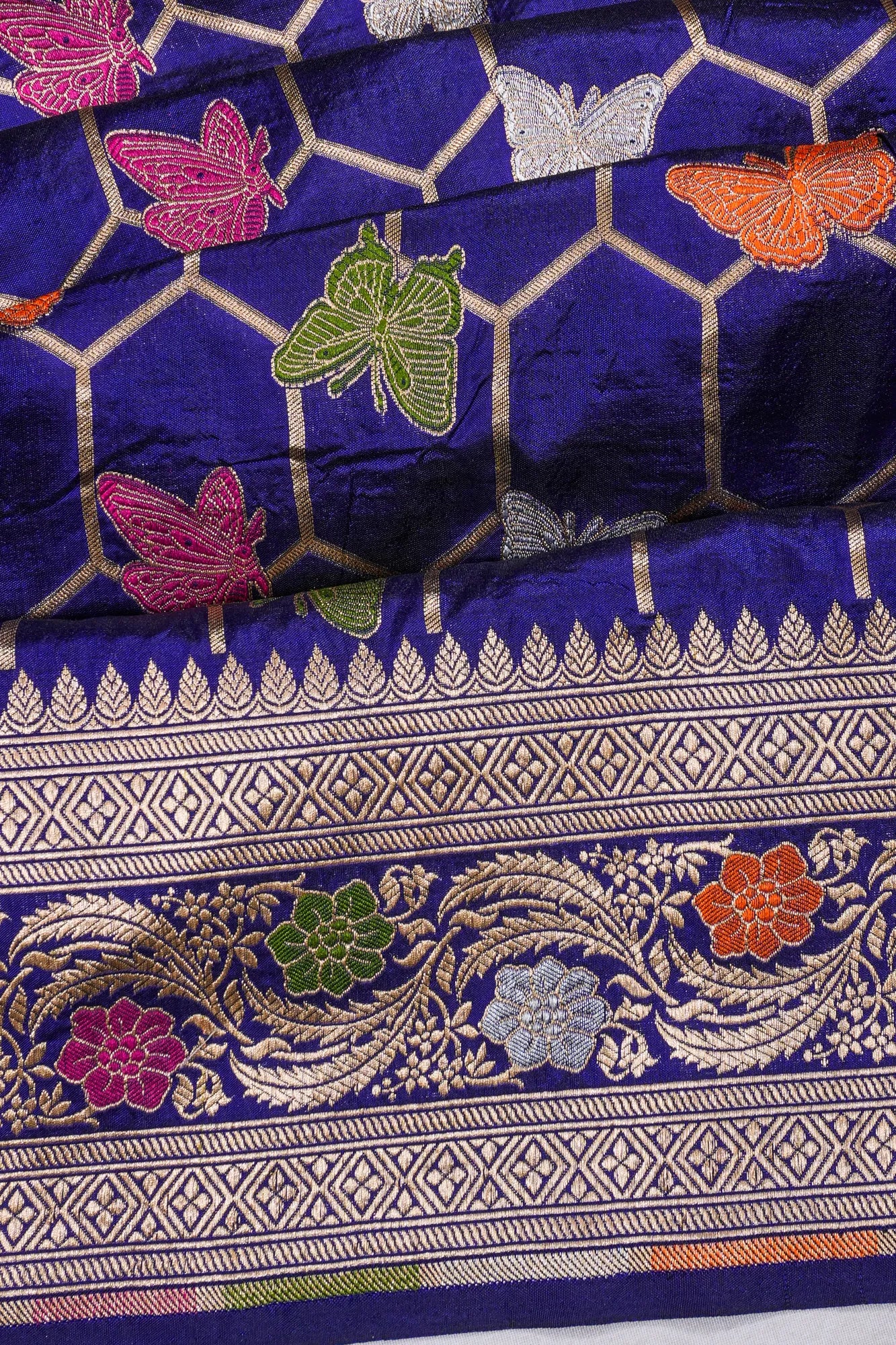 Banarasi Silk Brocade Royal Blue Saree