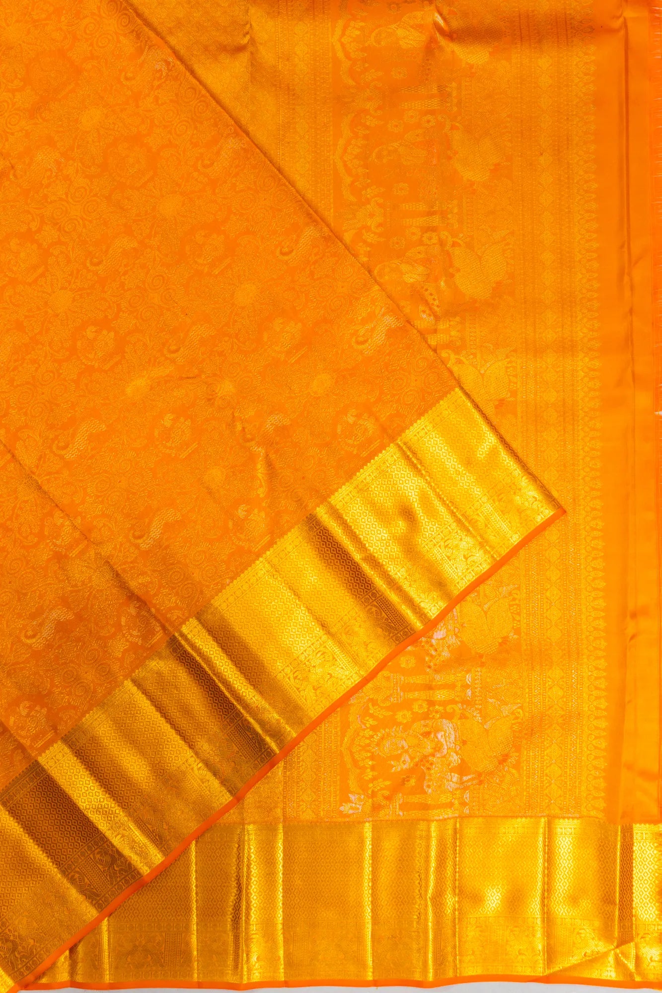 Kanchipuram Silk Brocade Mustard Yellow Saree