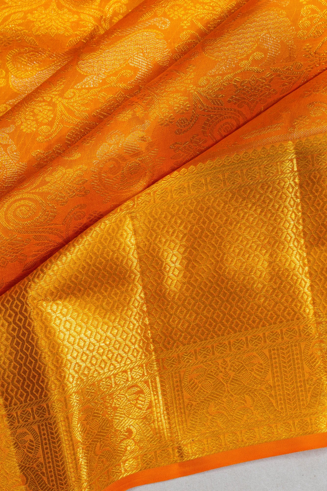Kanchipuram Silk Brocade Mustard Yellow Saree
