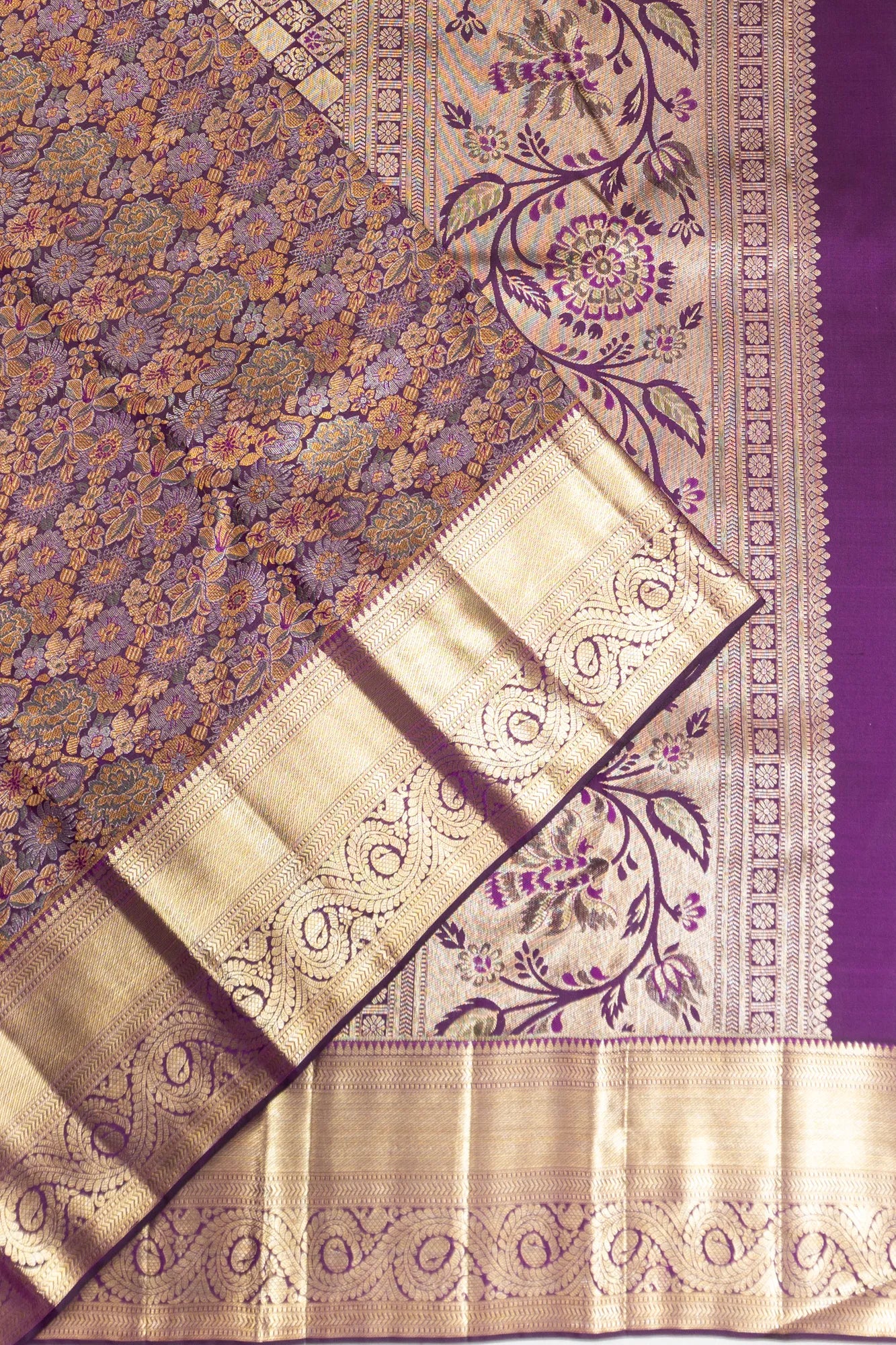 Kanchipuram Silk Brocade Violet Saree