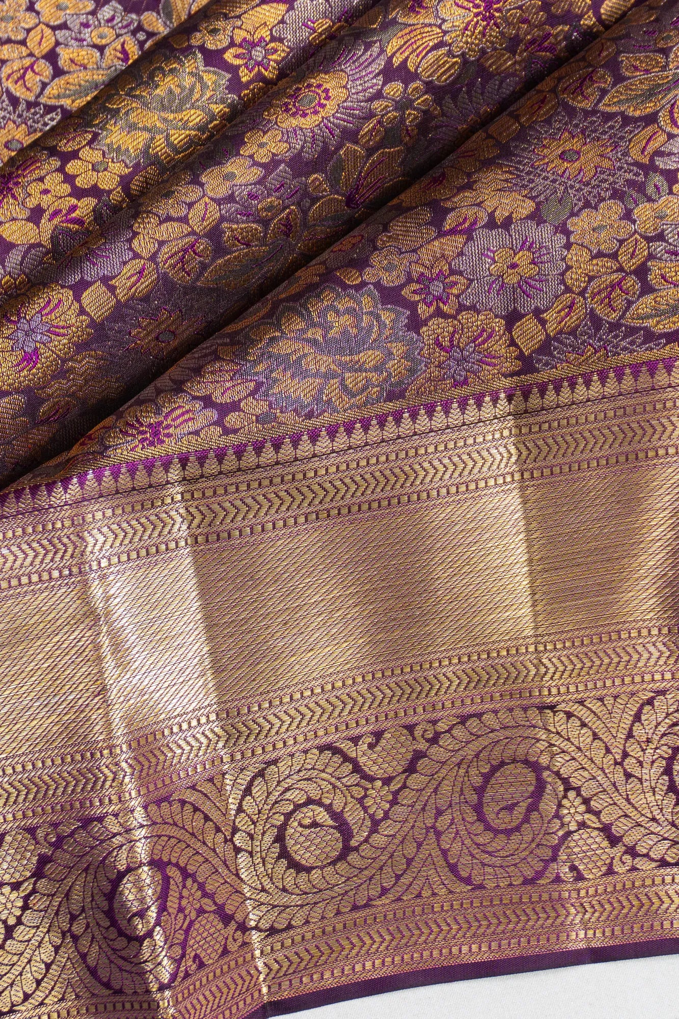 Kanchipuram Silk Brocade Violet Saree