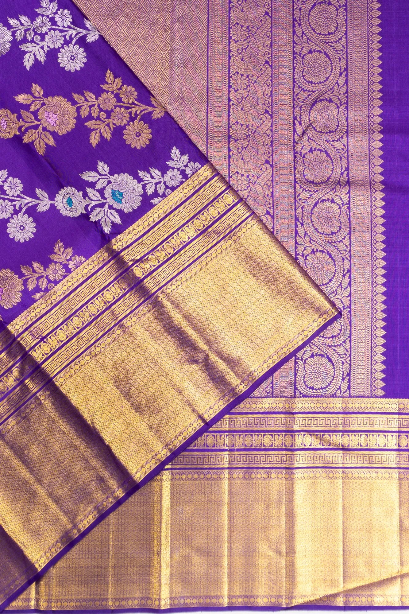 Kanchipuram Silk Jaal Violet Saree