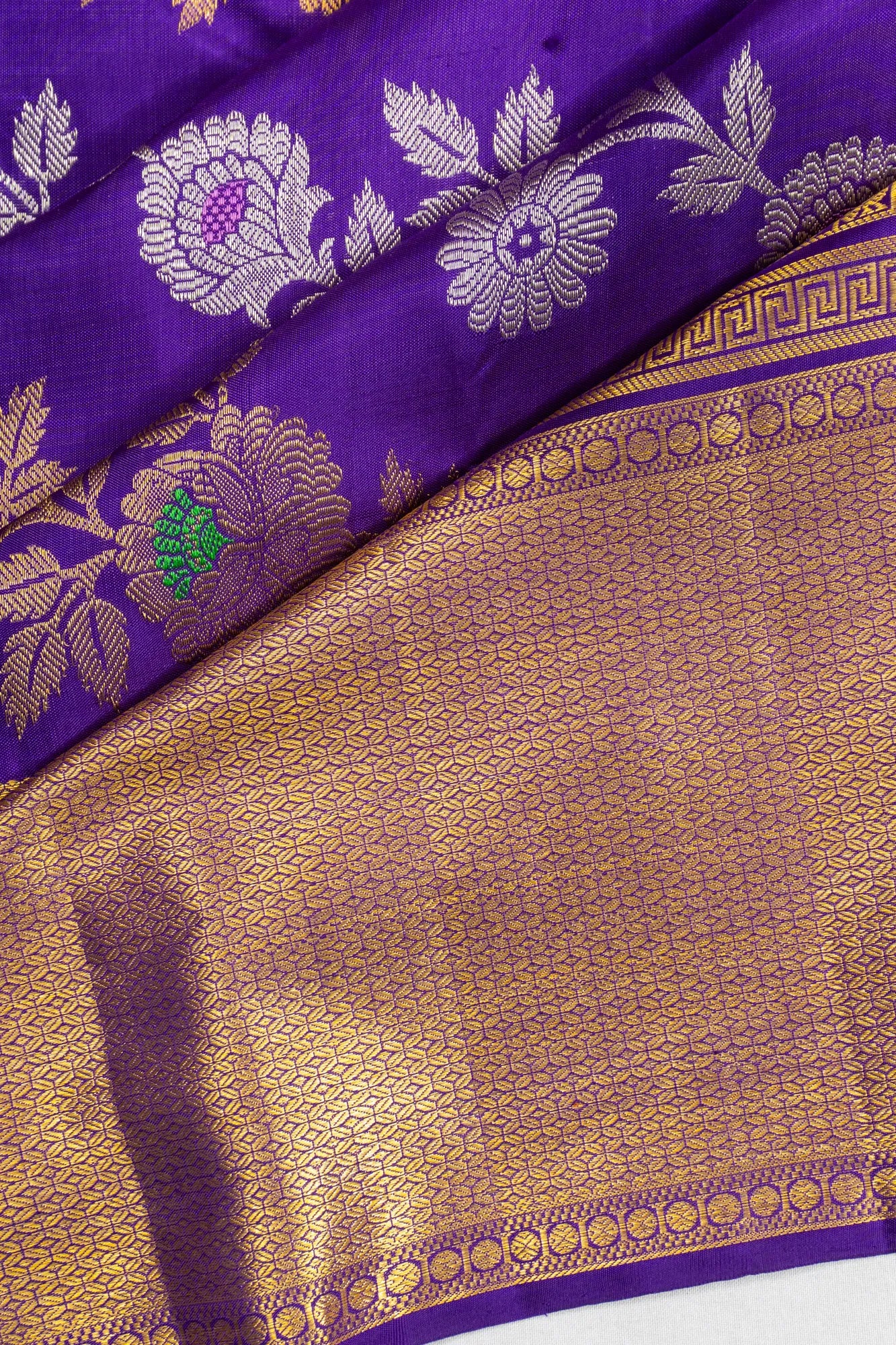 Kanchipuram Silk Jaal Violet Saree