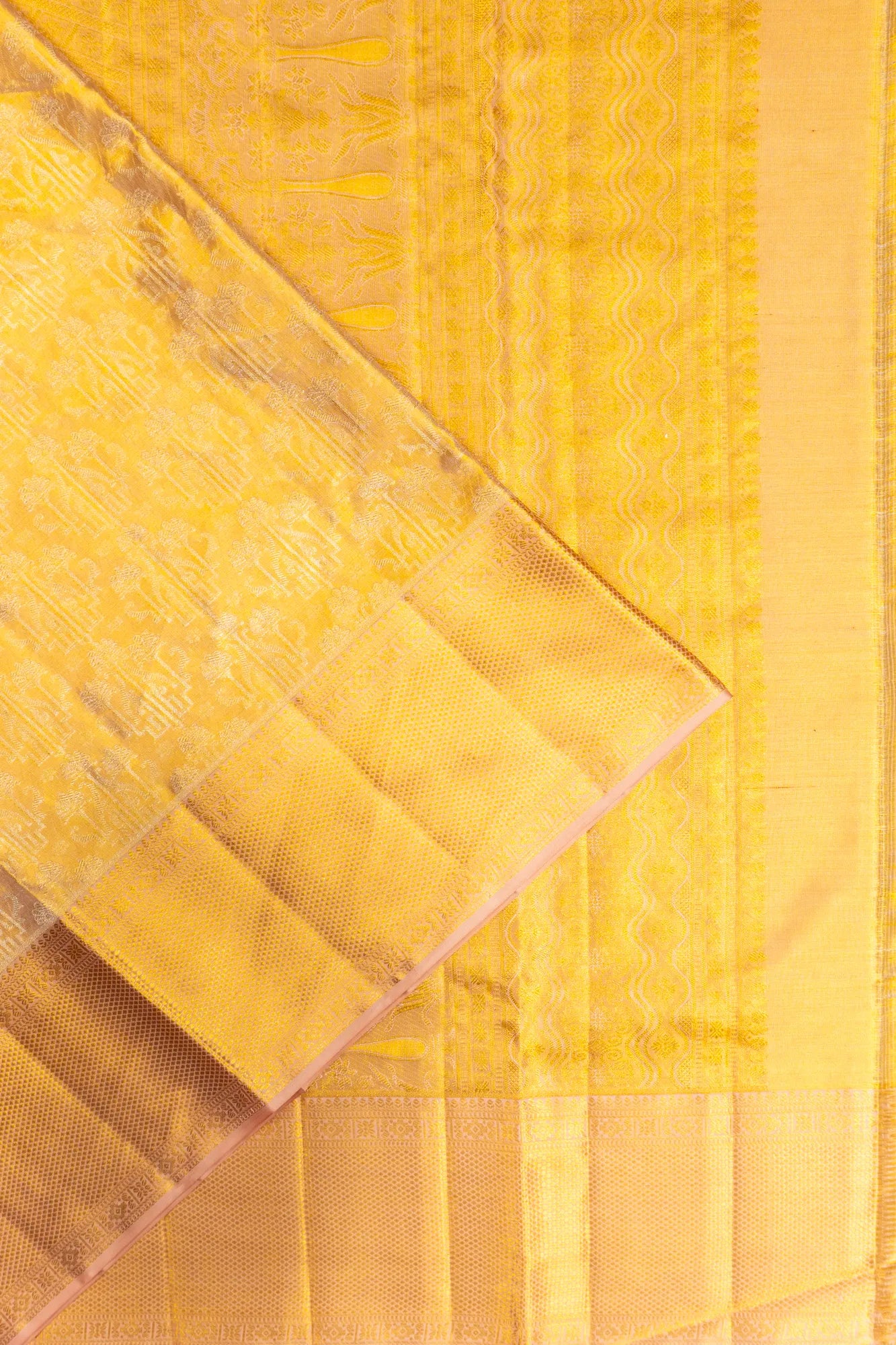 Kanchipuram Silk Tissue Brocade Gold Saree