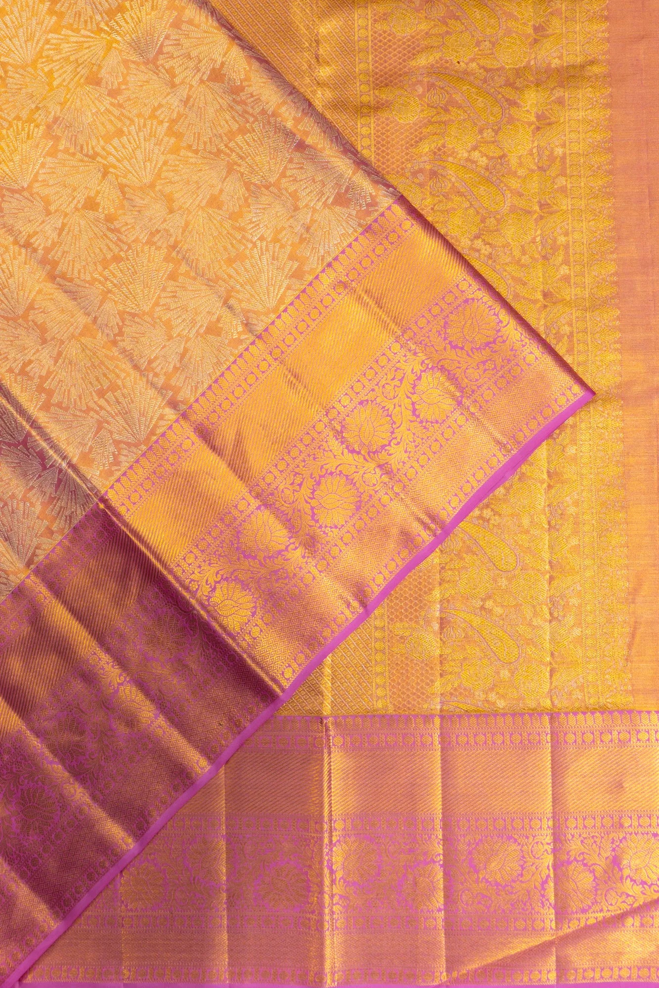 Kanchipuram Silk Tissue Brocade Pink Saree