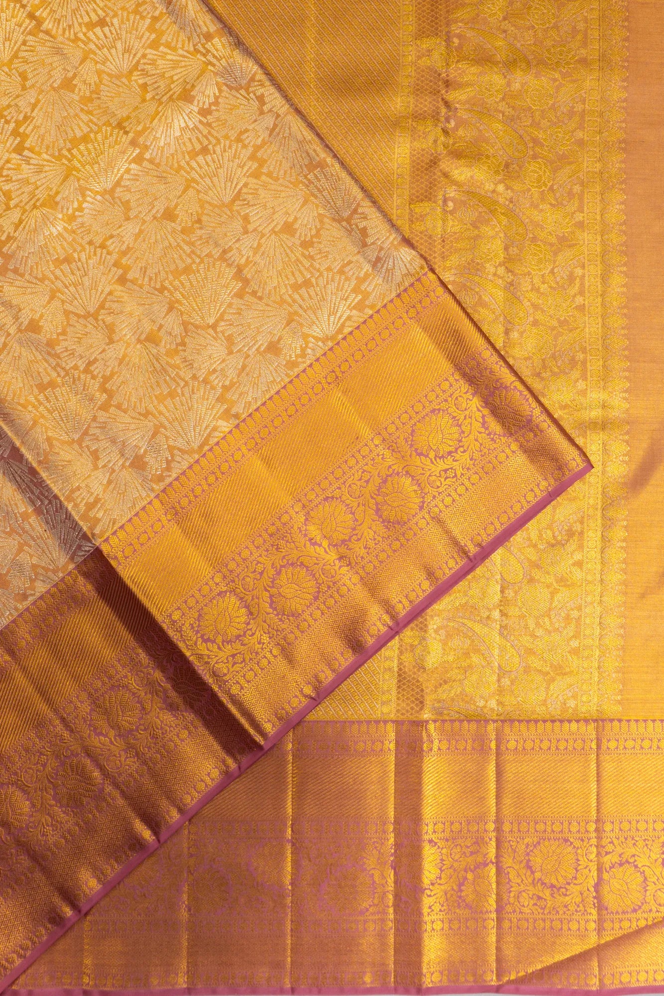 Kanchipuram Silk Tissue Brocade Gold Saree