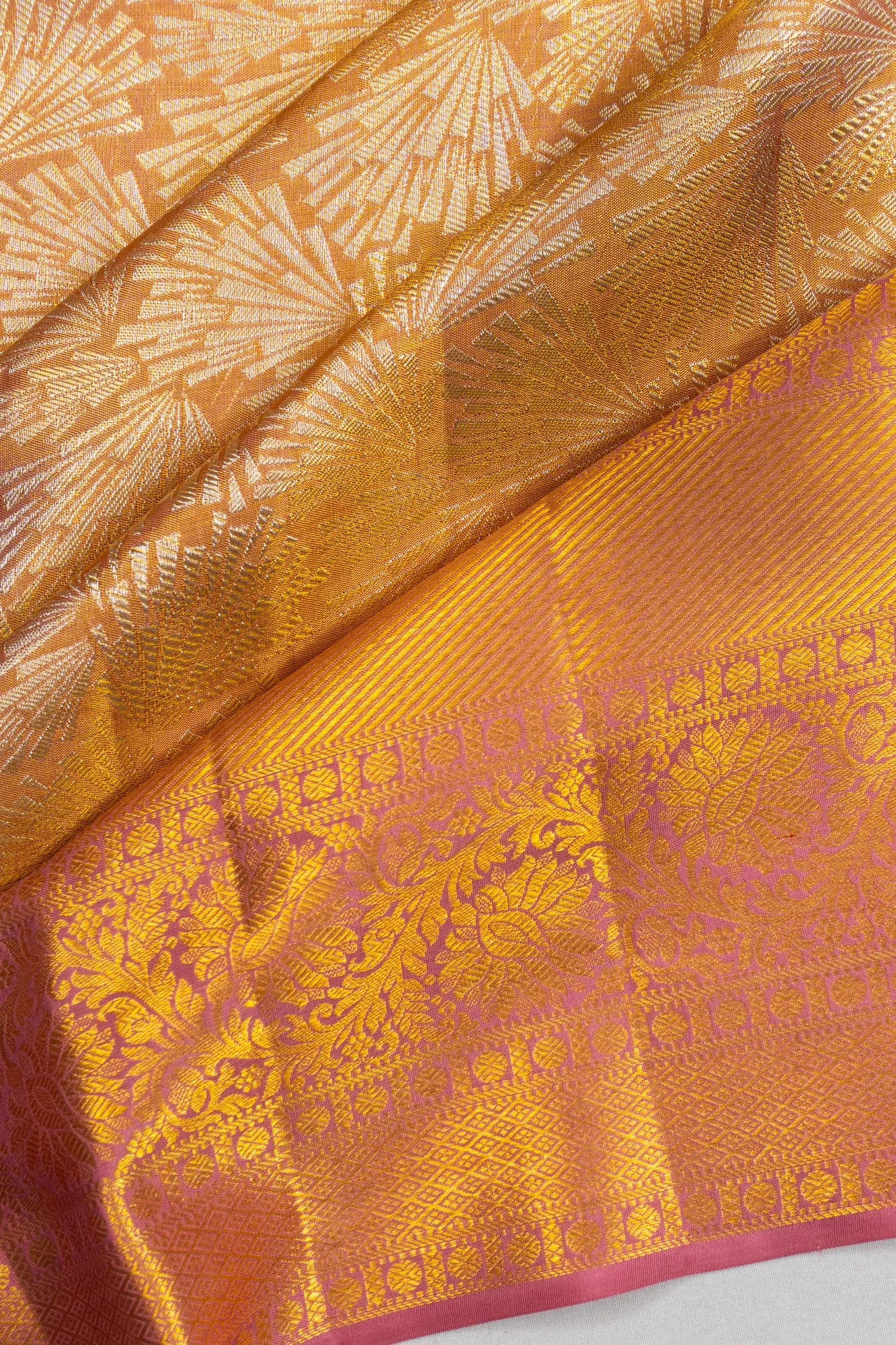 Kanchipuram Silk Tissue Brocade Gold Saree