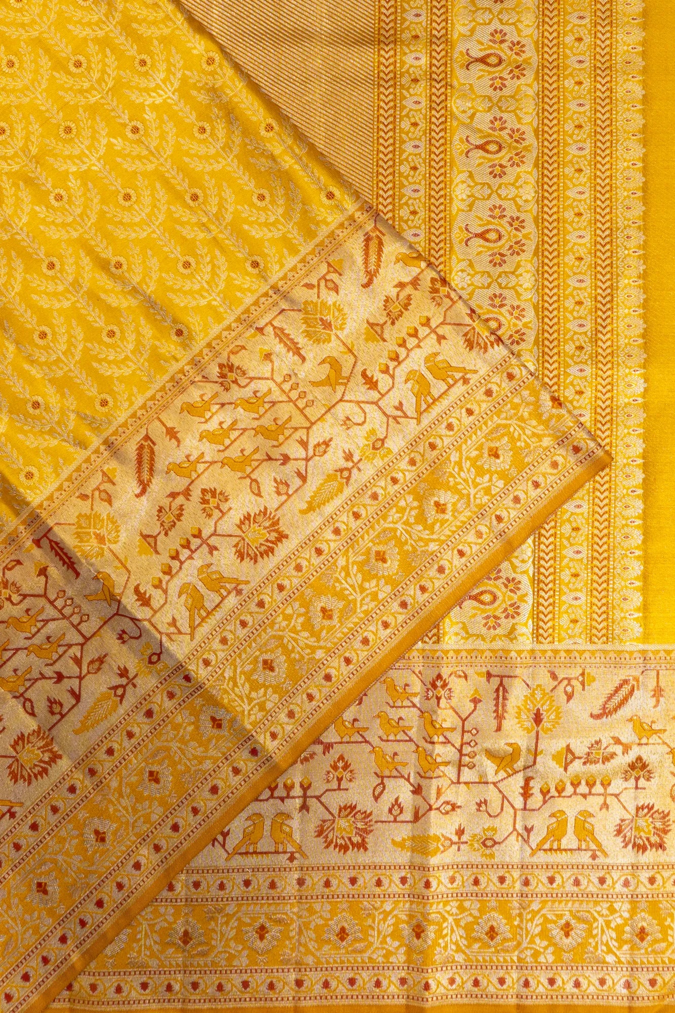 Kanchipuram Silk Tissue Brocade Gold Saree