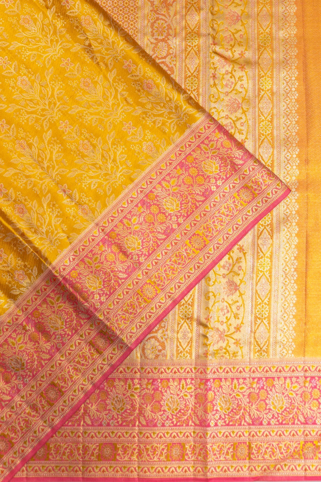 Kanchipuram Silk Tissue Brocade Gold Saree