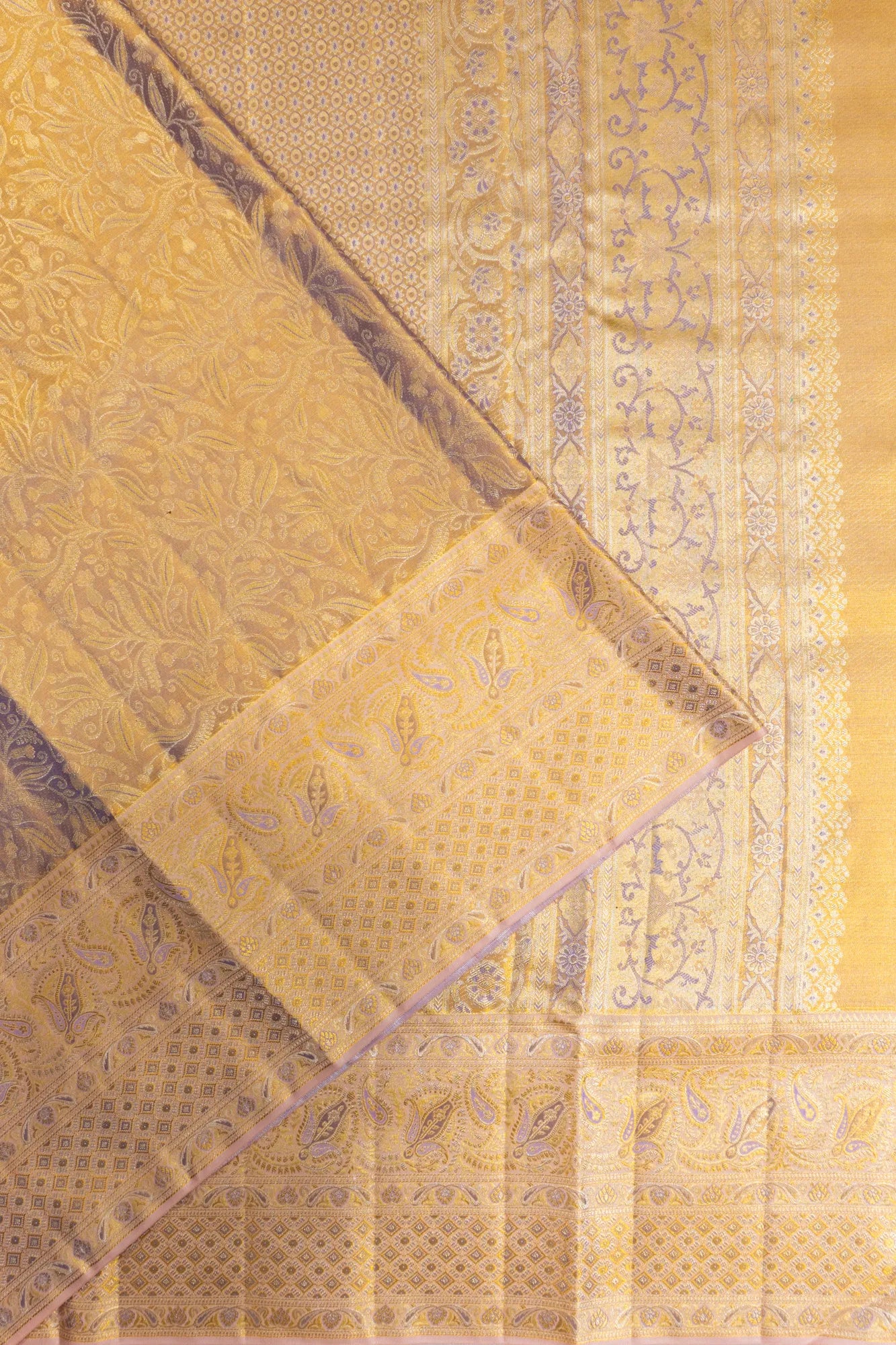 Kanchipuram Silk Tissue Brocade Gold Saree