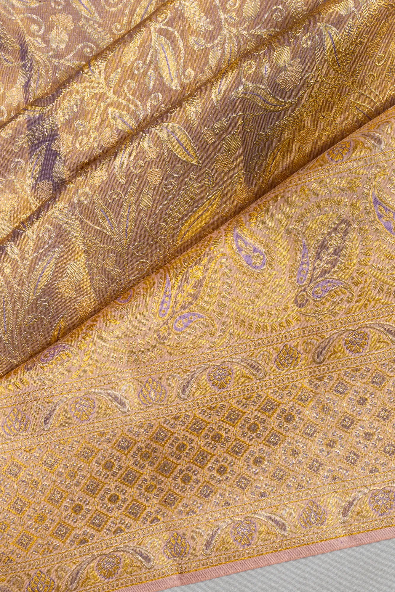 Kanchipuram Silk Tissue Brocade Gold Saree