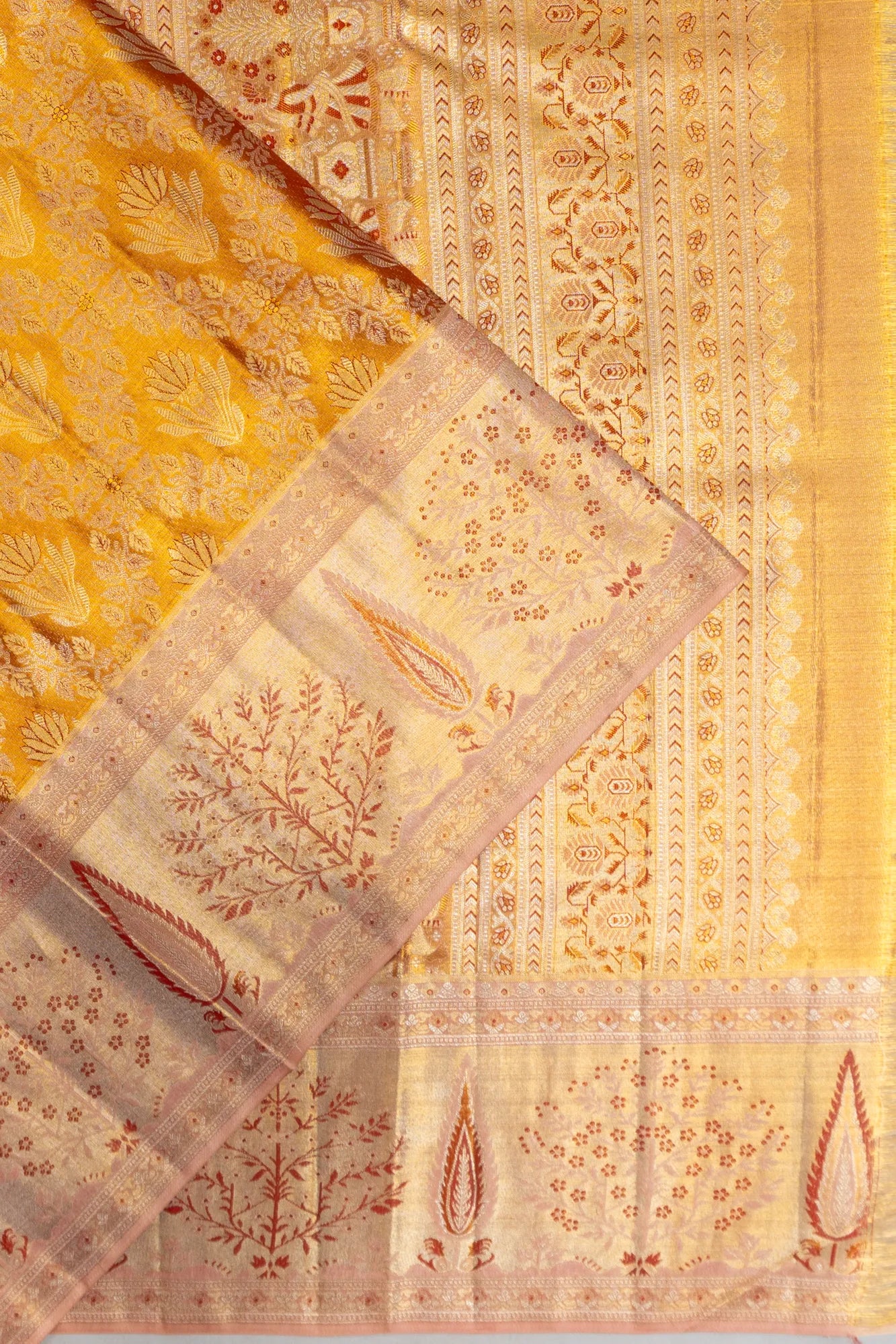 Kanchipuram Silk Tissue Brocade Gold Saree