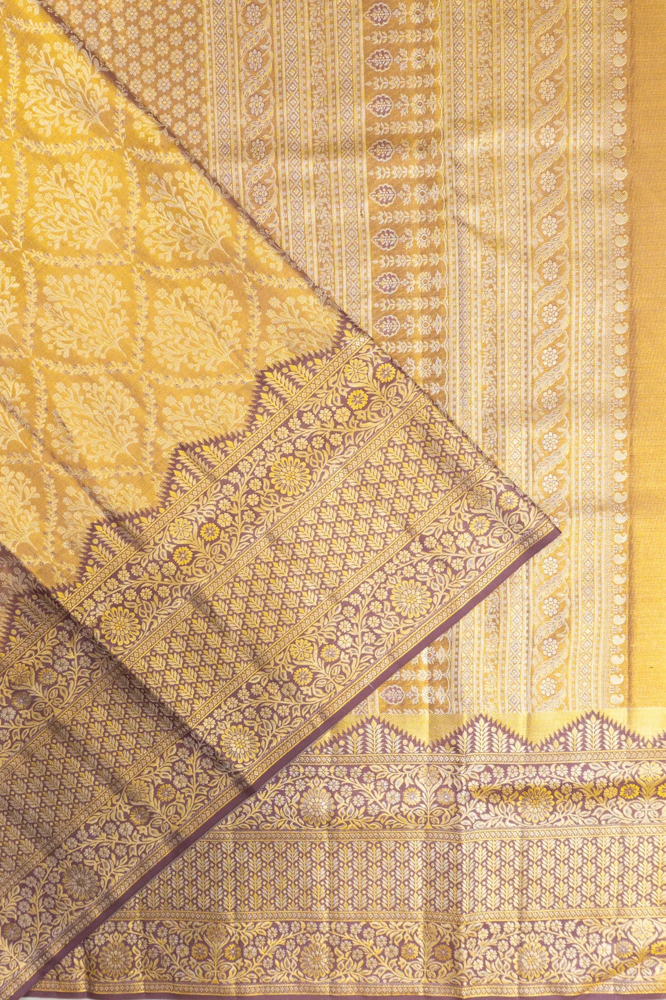 Kanchipuram Silk Tissue Brocade Gold Saree