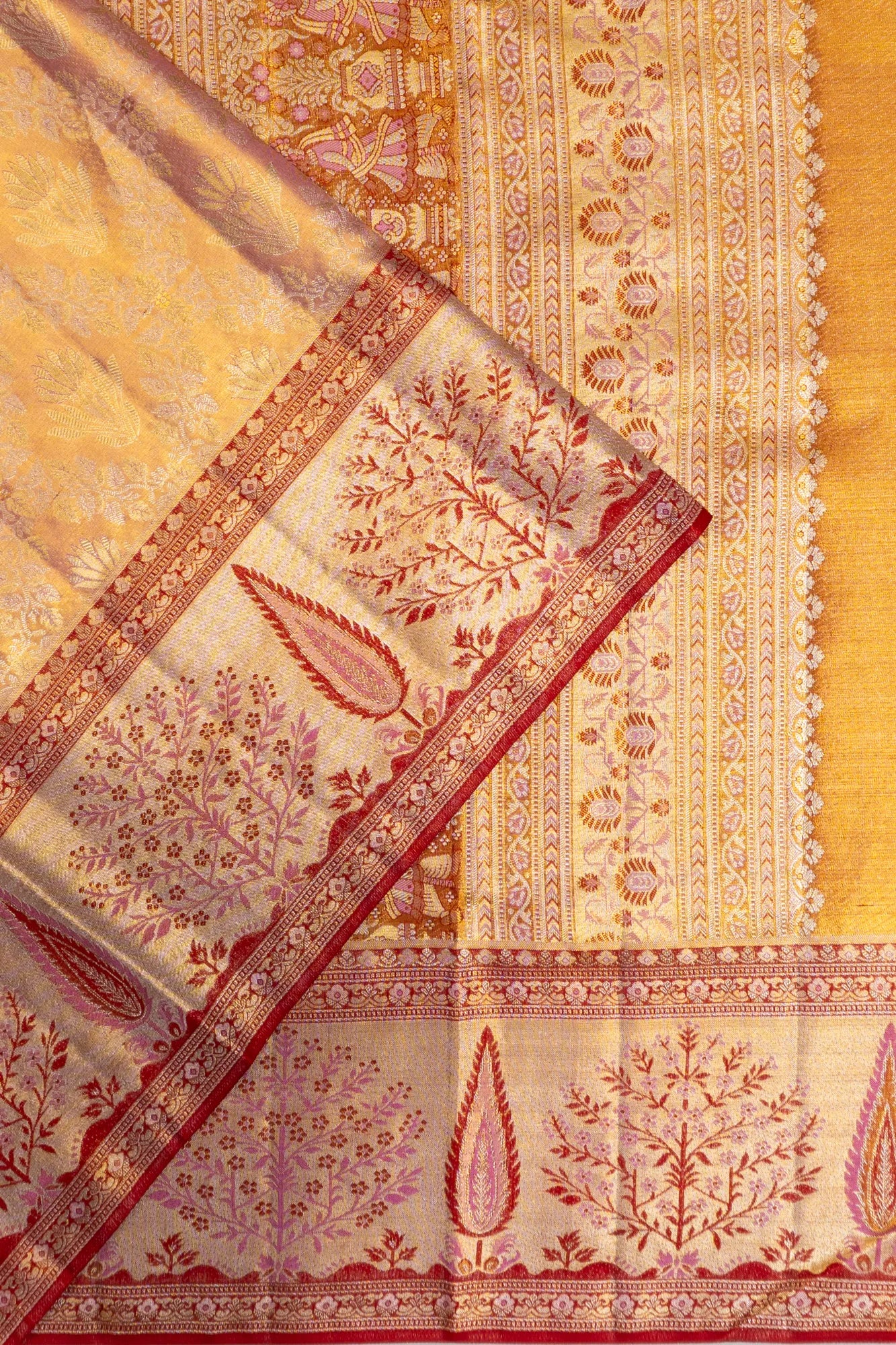 Kanchipuram Silk Tissue Brocade Gold Saree