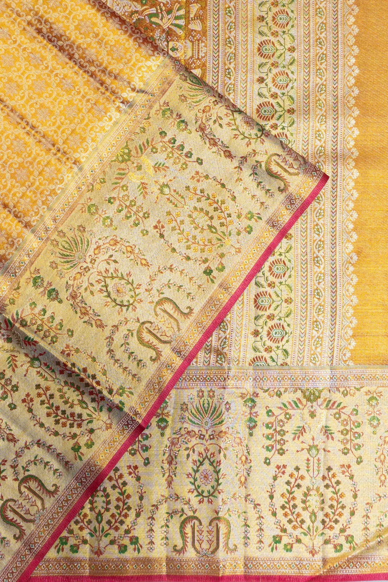 Kanchipuram Silk Tissue Brocade Gold Saree