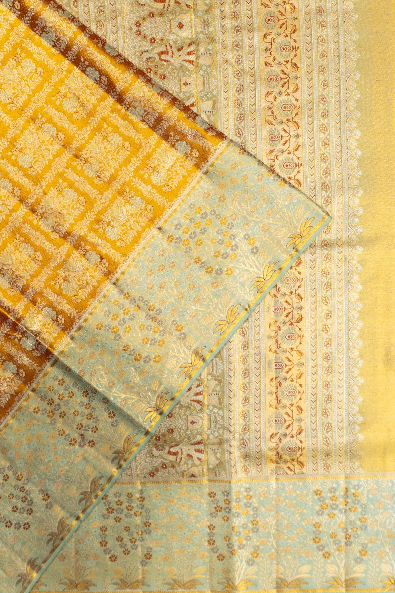 Kanchipuram Silk Tissue Brocade Gold Saree