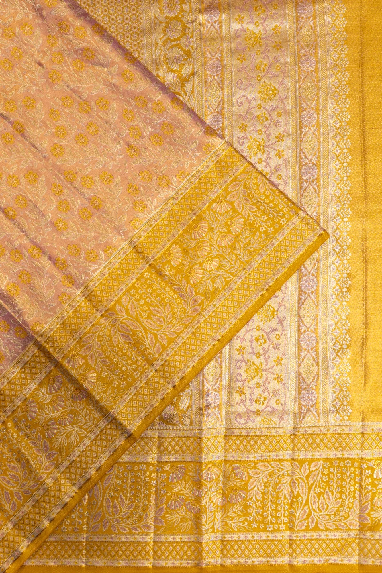 Kanchipuram Silk Tissue Brocade Baby Pink Saree