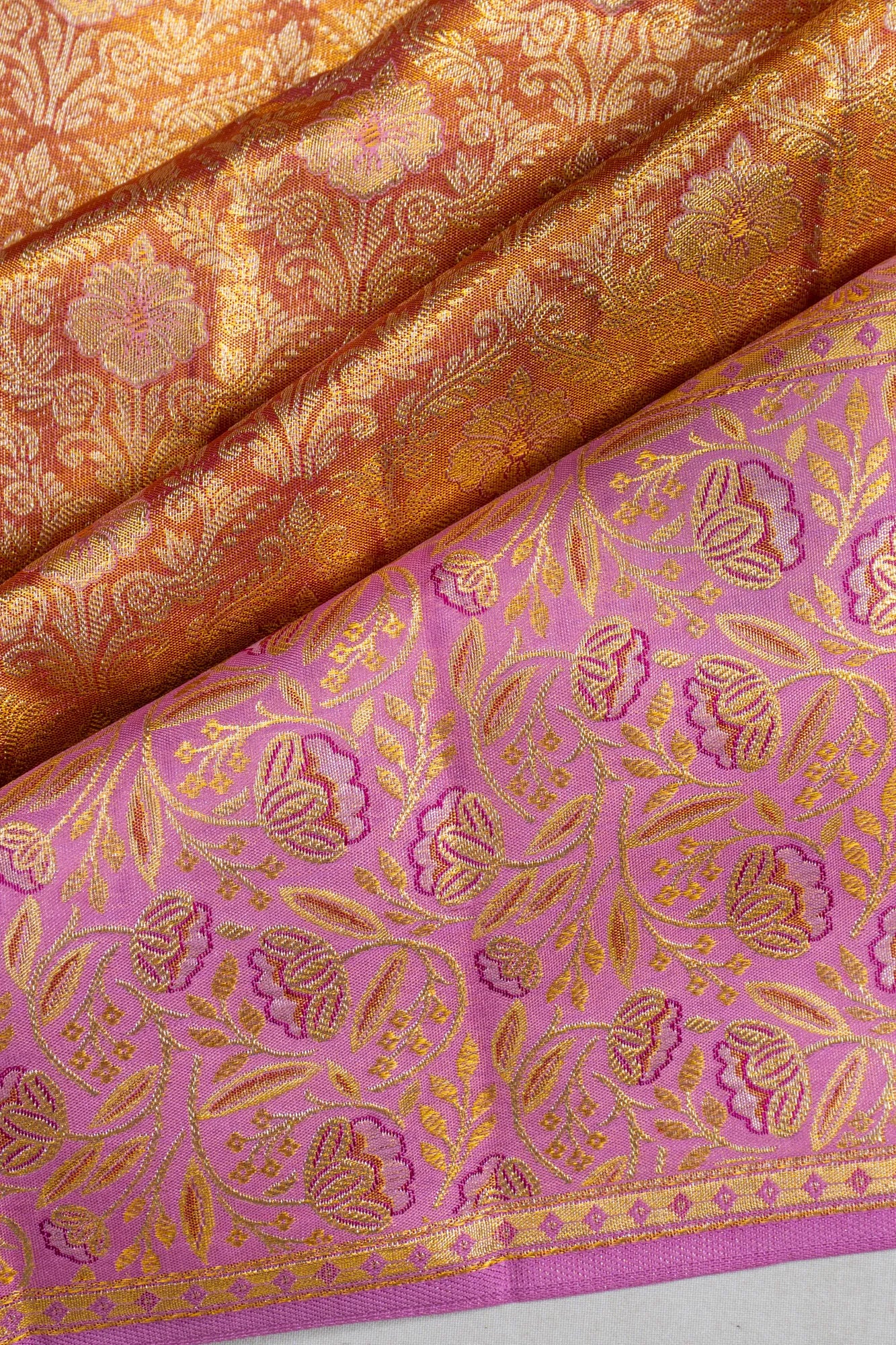 Kanchipuram Silk Tissue Brocade Gold Saree
