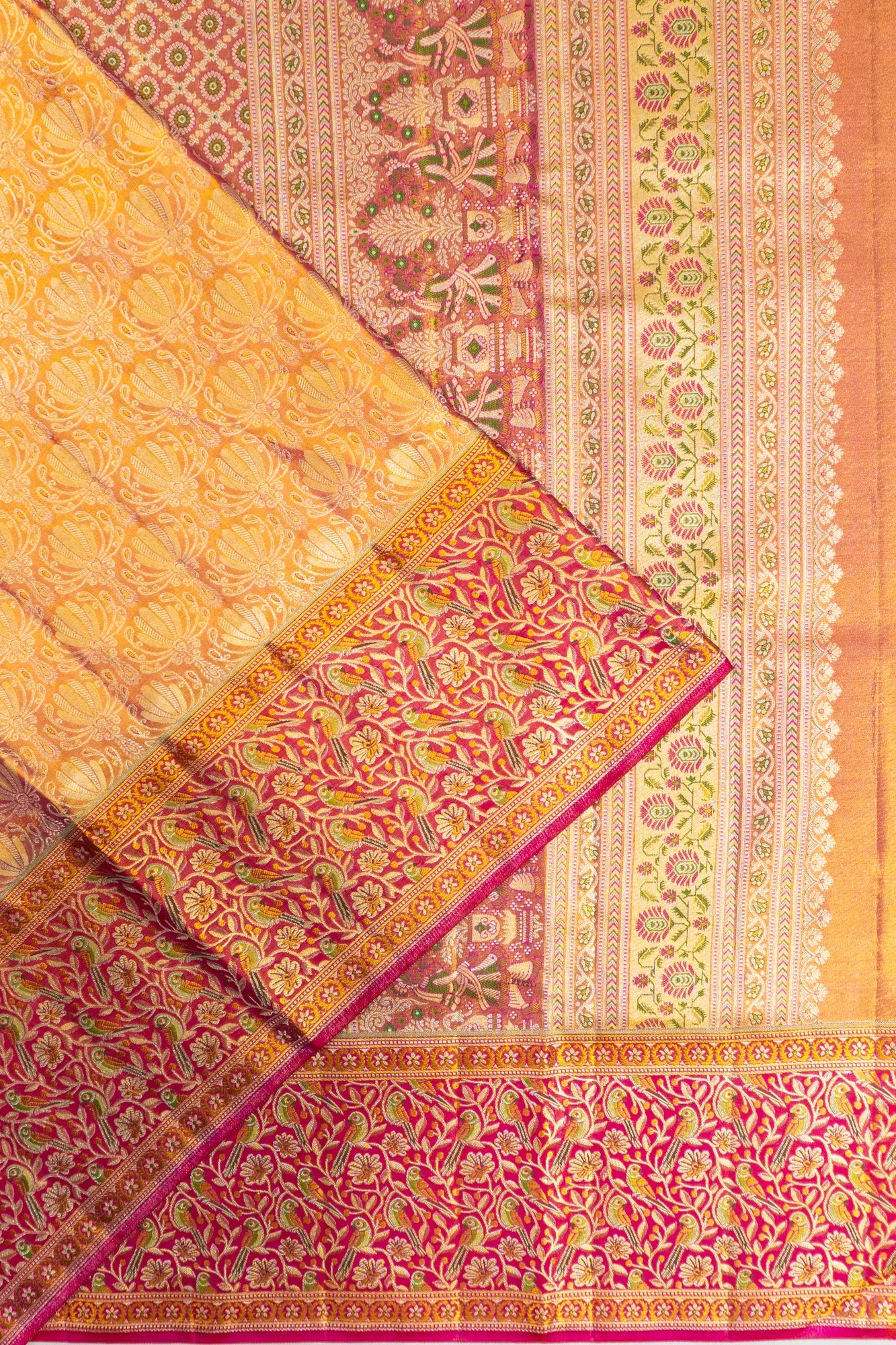 Kanchipuram Silk Tissue Brocade Gold Saree