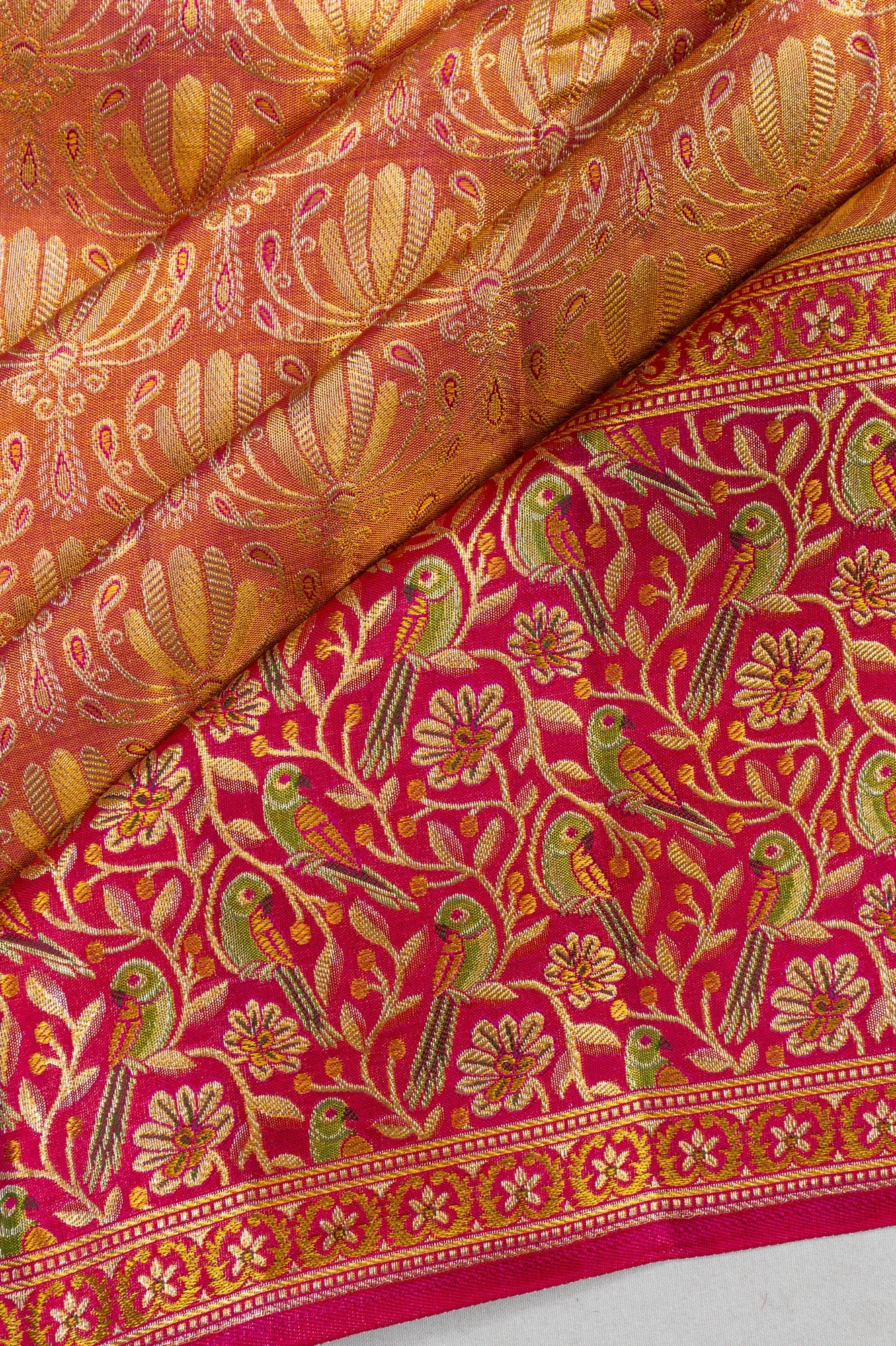 Kanchipuram Silk Tissue Brocade Gold Saree