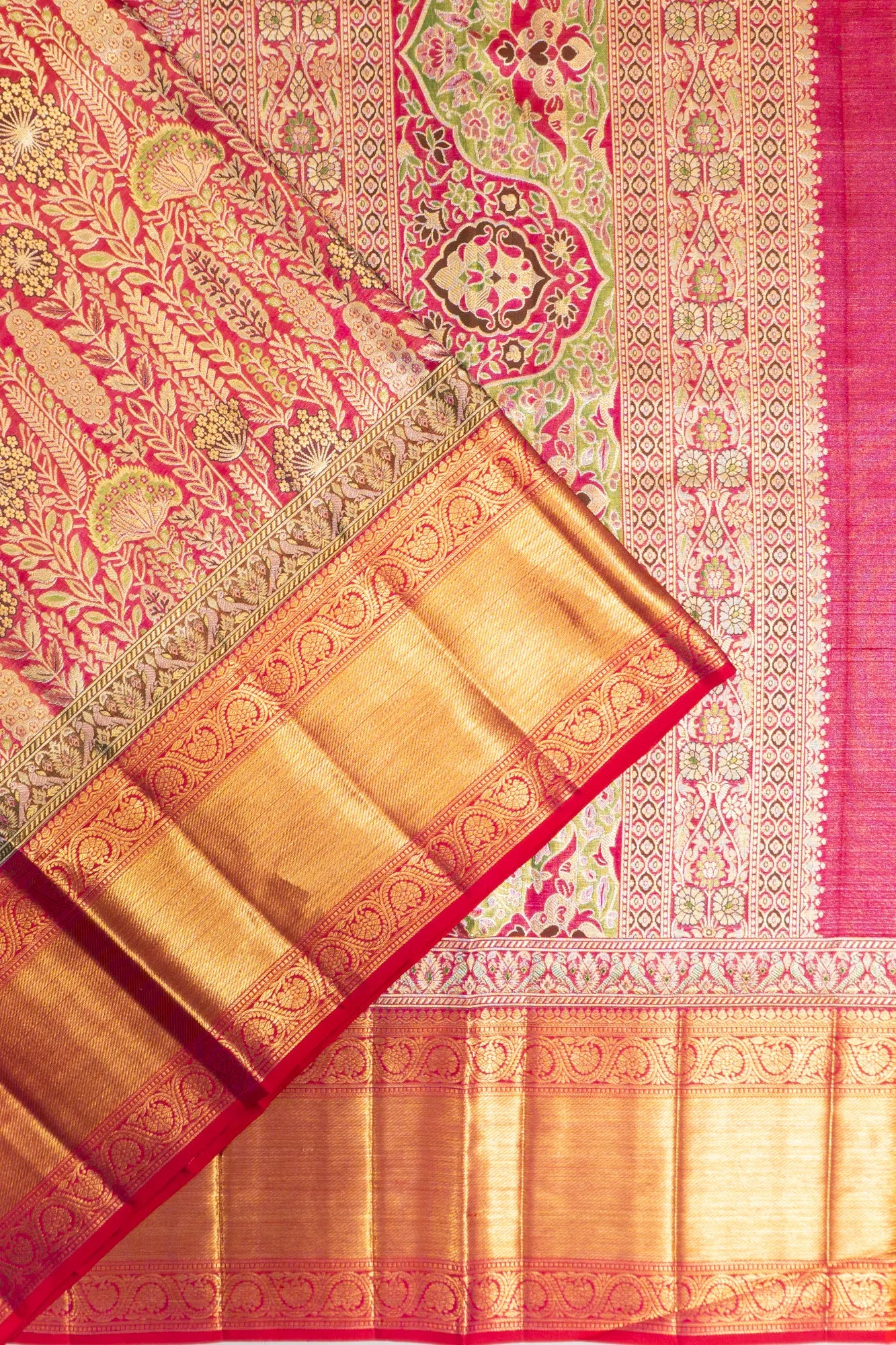 Kanchipuram Silk Brocade Pink Saree