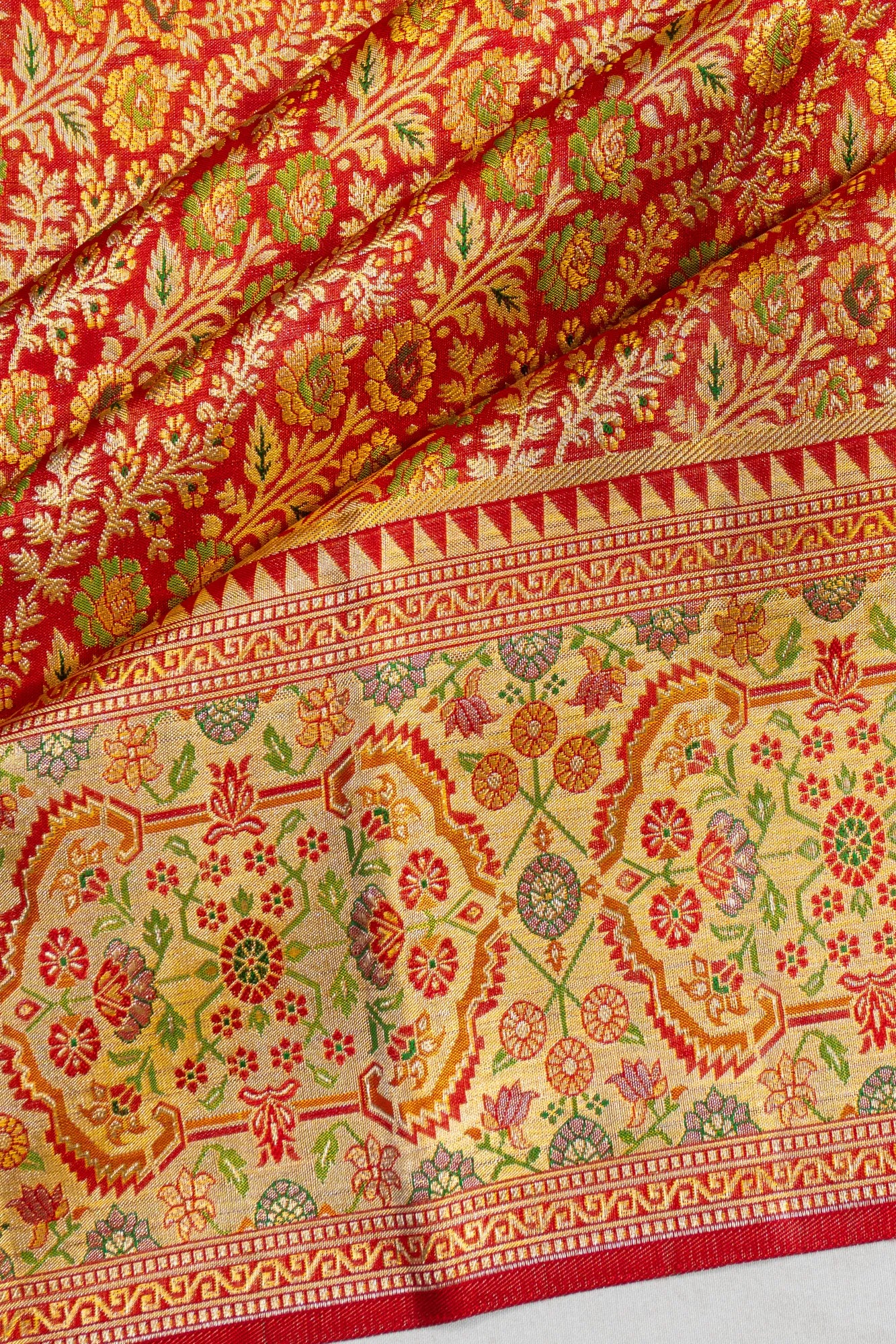 Kanchipuram Silk Brocade Red Saree