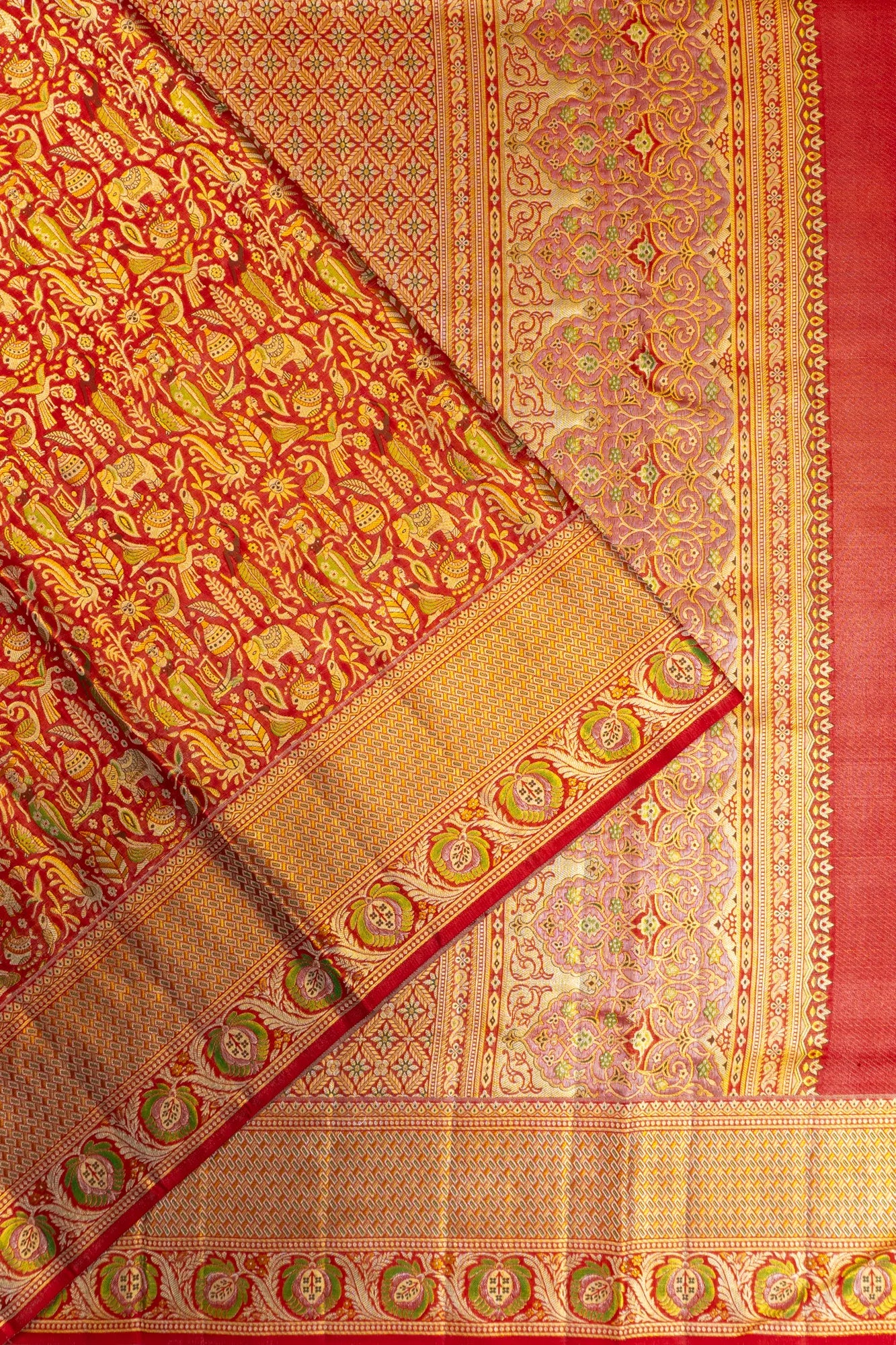 Kanchipuram Silk Brocade Red Saree