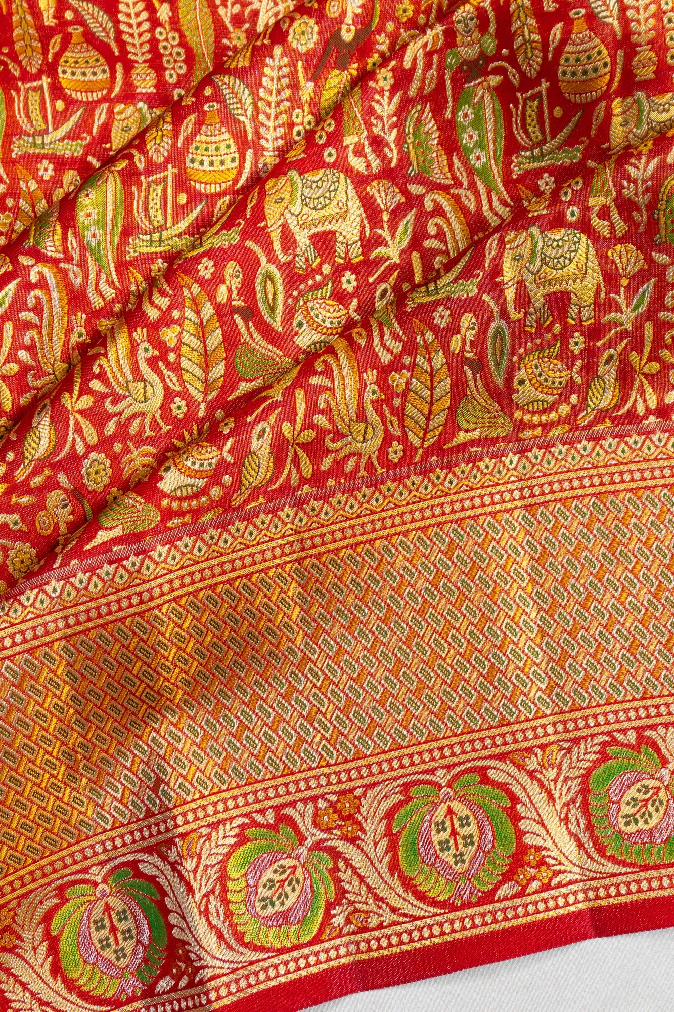 Kanchipuram Silk Brocade Red Saree